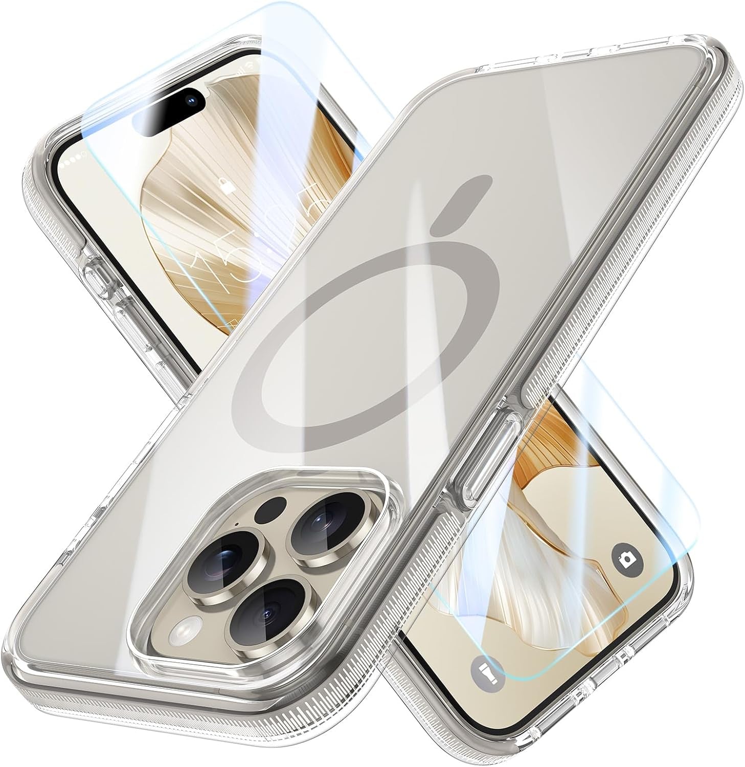 MILPROX Compatible with Iphone 15 Pro Max Case - Compatible with Magsafe - Magnetic Clear Trasparent Design - Non-Yellowing Anti-Slip - Shockproof Bumper Phone Cover - White  MILPROX   