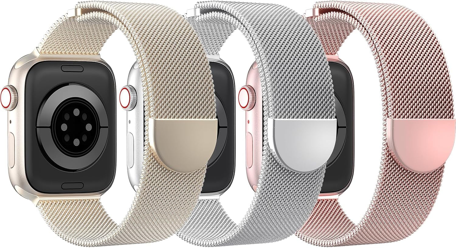 DYKEISS 3 Pack Metal Magnetic Compatible with Apple Watch Band 38Mm 42Mm 40Mm 44Mm 41Mm 45Mm 49Mm, Stainless Steel Mesh Loop Clasp Strap for Iwatch Bands Ultra Series 9 8 SE 7 6 5 4 3 2 1 Women Men