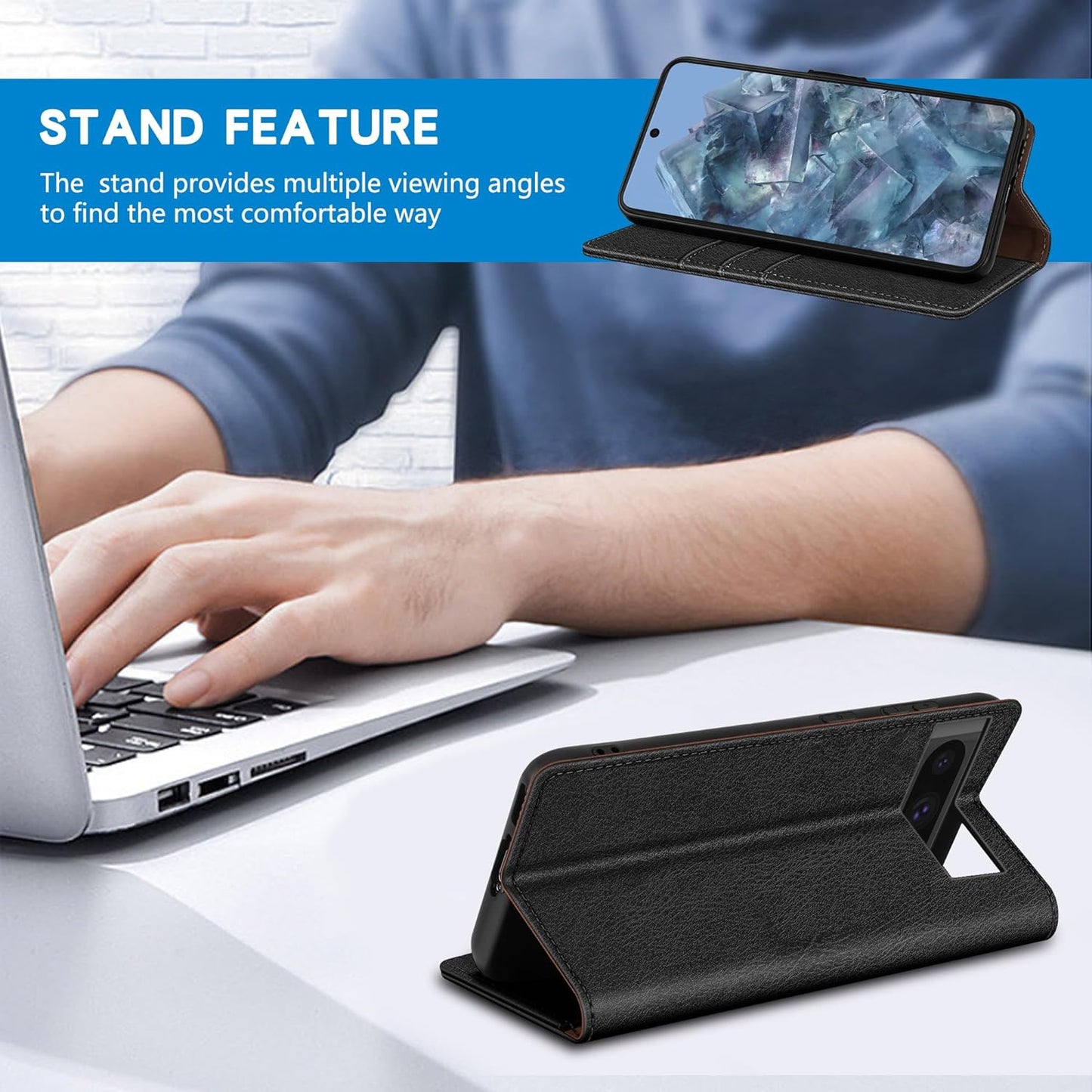 ZZXX for Google Pixel 8 Pro Wallet Case with [RFID Blocking] Card Slot Stand Strong Magnetic Leather Flip Fold Protective Phone Case for Google Pixel 8 Pro Case Wallet(Black-6.7 Inch)  ZZXX   