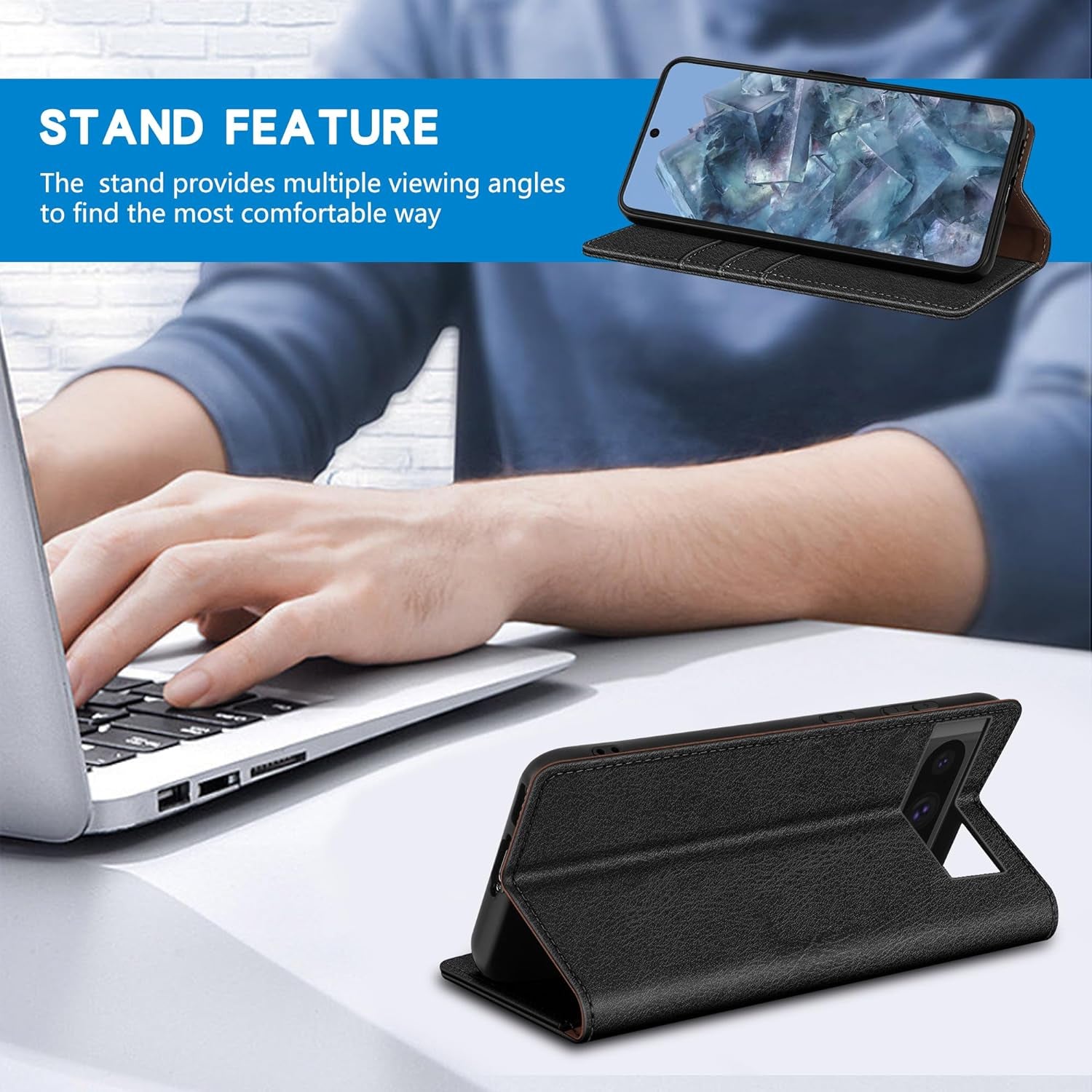 ZZXX for Google Pixel 8 Pro Wallet Case with [RFID Blocking] Card Slot Stand Strong Magnetic Leather Flip Fold Protective Phone Case for Google Pixel 8 Pro Case Wallet(Black-6.7 Inch)  ZZXX   