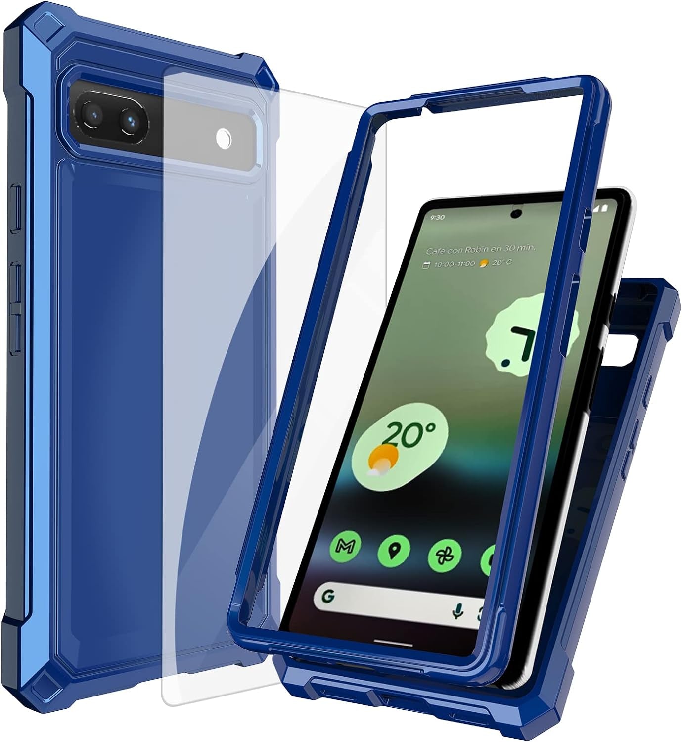 Ailiber Case for Pixel 6A, Google Pixel 6A Phone Case with Screen Protector, 2 Layer Structure Protection, Shockproof Corner TPU Bumper, Heavy Duty Rugged Silicone Phone Cover for Pixel 6A-Blue Pink  Ailiber Air-Guard Corners  Blue  