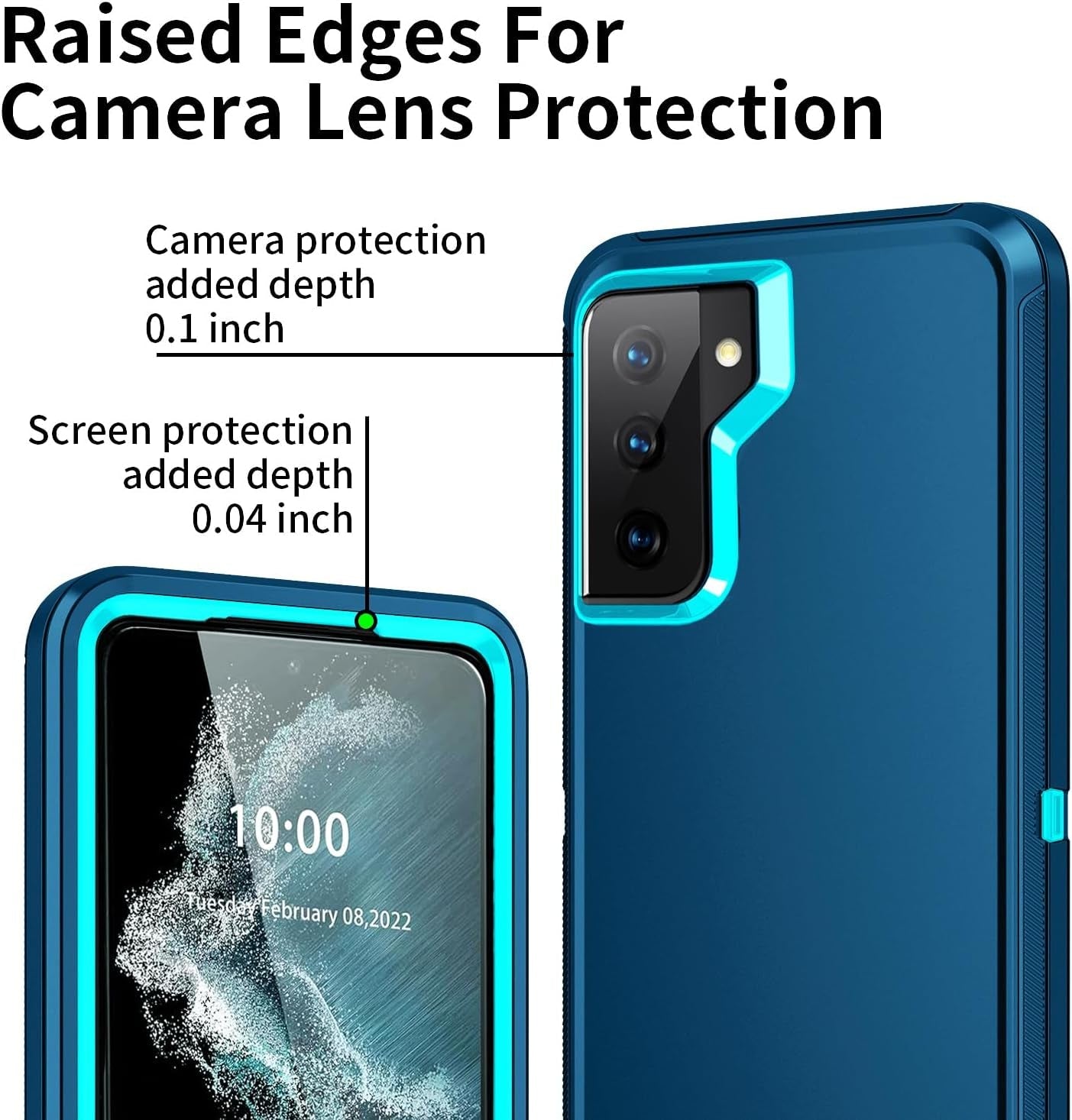 For Galaxy S22 Case,Heavy Duty Shockproof Dust/Drop Poof 3 Layers Full Bady Protection Rugged Cover Case for Galaxy S22,Turquoise