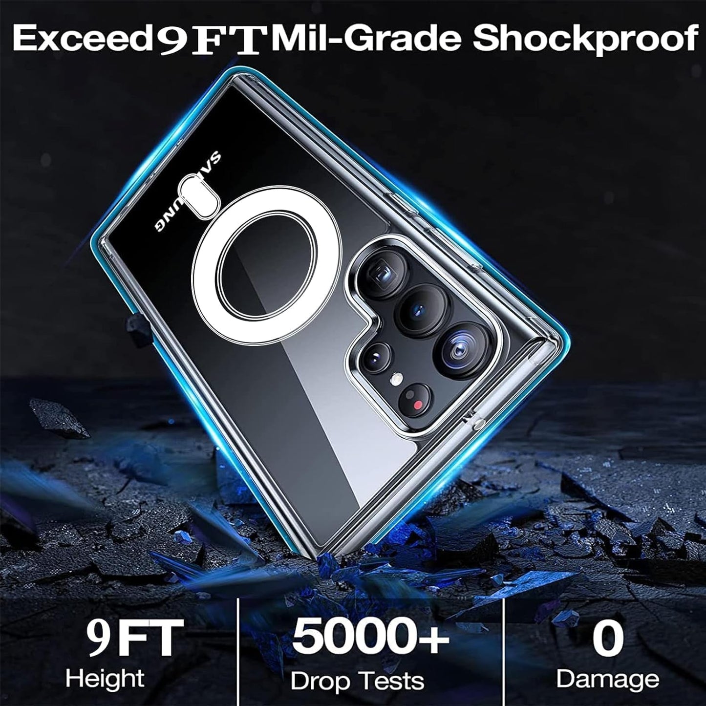 Compatible with Samsung Galaxy S22 plus 5G Case Clear, Compatible with Magsafe, Shockproof Military-Grade Protection, Magnetic Phone Case