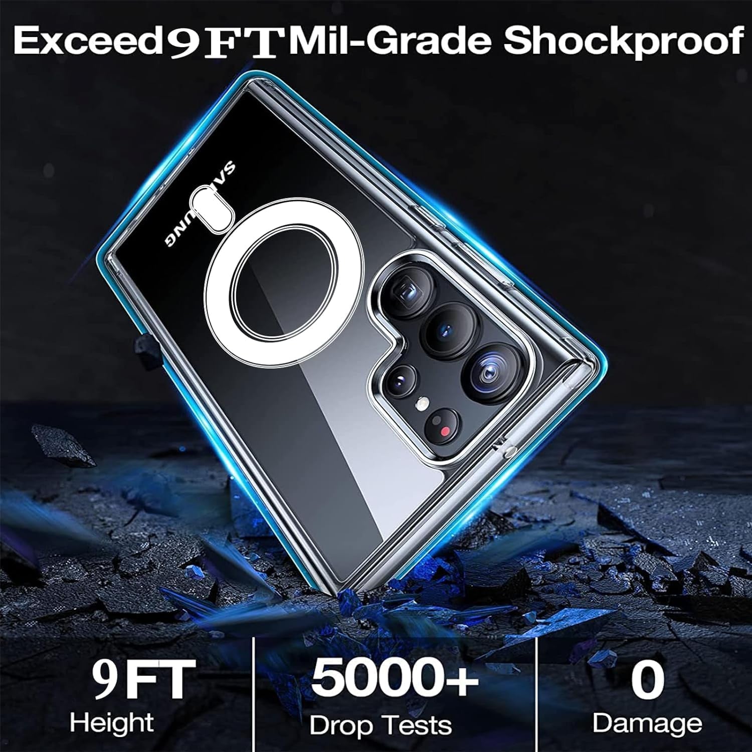 Compatible with Samsung Galaxy S22 plus 5G Case Clear, Compatible with Magsafe, Shockproof Military-Grade Protection, Magnetic Phone Case