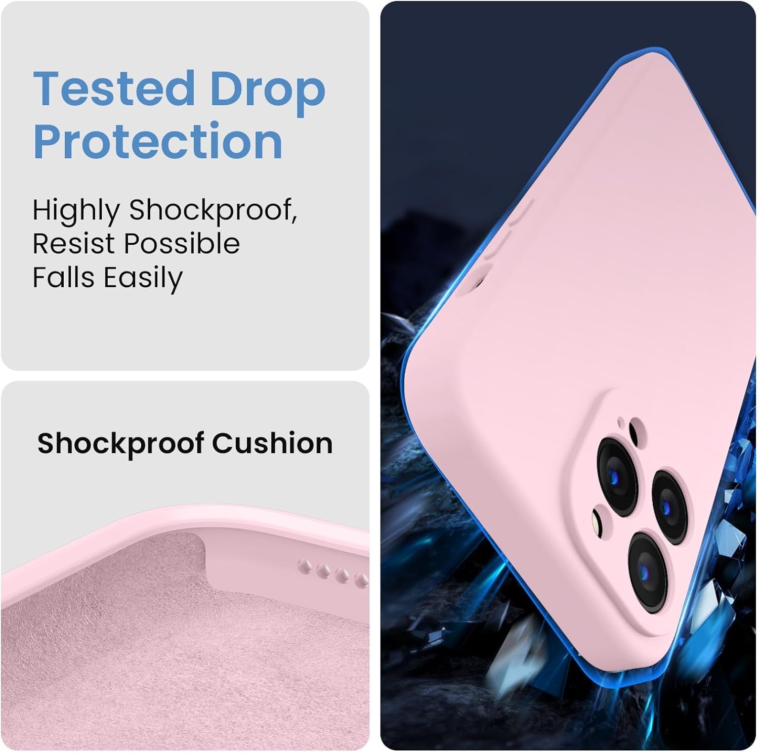 Firenova for Iphone 14 Pro Case, Silicone Upgraded [Camera Protection] Phone Case with [2 Screen Protectors], Soft Anti-Scratch Microfiber Lining Inside, 6.1 Inch,Chalk Pink  FireNova   