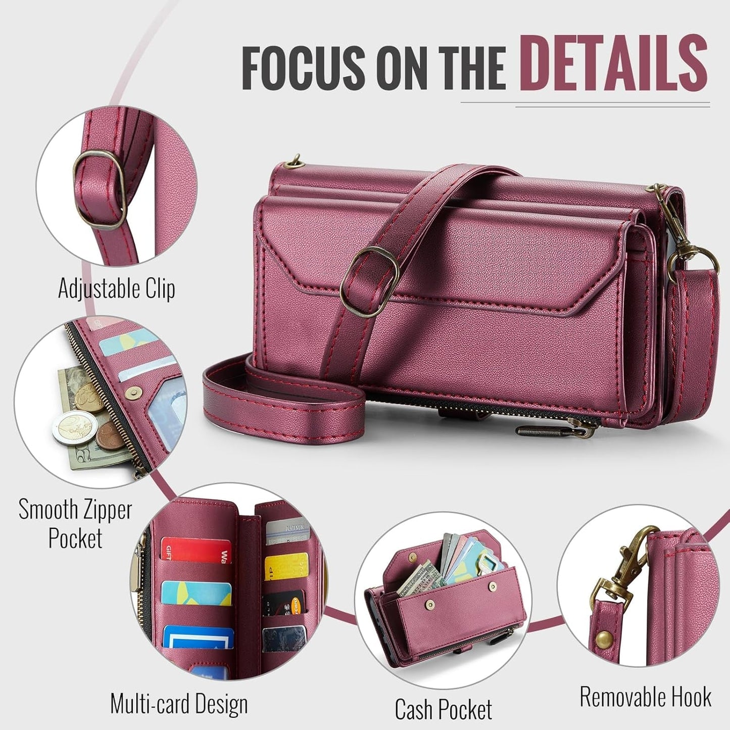 Asuwish Phone Case for Samsung Galaxy A53 5G Zipper Wallet Cover with Tempered Glass Screen Protector and Flip RFID Blocking Credit Card Holder Cell a 53 G5 53A SM A536U 6.5" 2022 Women Girls Wine Red