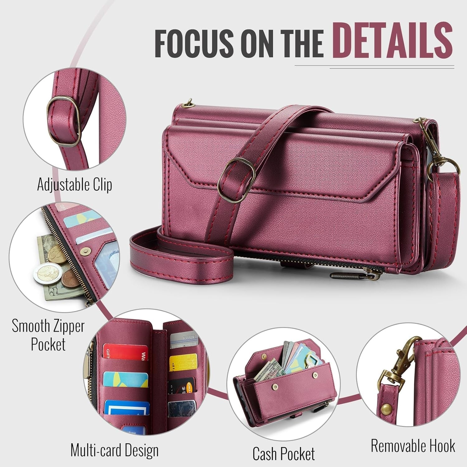 Asuwish Phone Case for Samsung Galaxy A53 5G Zipper Wallet Cover with Tempered Glass Screen Protector and Flip RFID Blocking Credit Card Holder Cell a 53 G5 53A SM A536U 6.5" 2022 Women Girls Wine Red