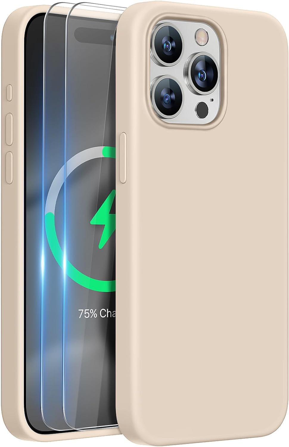 Miracase Designed for Iphone 15 Pro Max Case,[Compatible with Magsafe], [With 2 Pack Screen Protectors],Shockproof Liquid Silicone Case with Microfiber Lining,6.7 Inch(Mediterranean Blue)  Miracase   