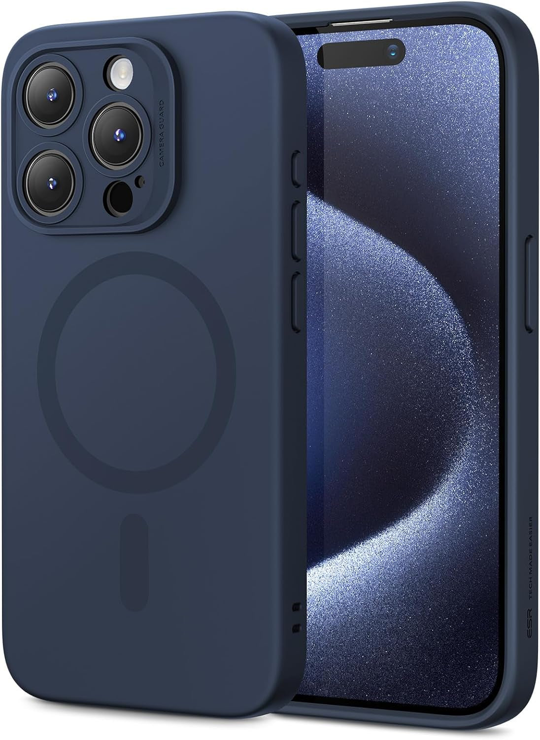 ESR for Iphone 14 Case/Iphone 13 Case, Compatible with Magsafe, Shockproof Military-Grade Protection, Air-Guard Corners, Magnetic Phone Case for Iphone 14/13, Air Armor Magnetic Case (Halolock),Black  Electronic Silk Road Corp Dark Blue Iphone 15 Pro 