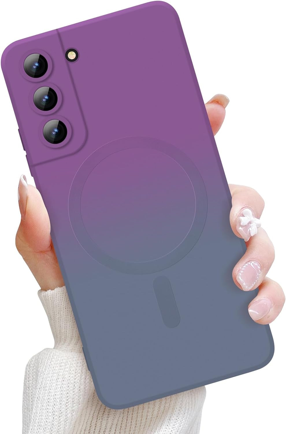 For Samsung Galaxy S22 plus 5G Magnetic Case, Luxury Cute Soft Liquid Silicone Case Bumper Anti-Scratch Shockproof Full Camera Protector Multicolor Cover for Samsung Galaxy S22 Plus-Pink Red