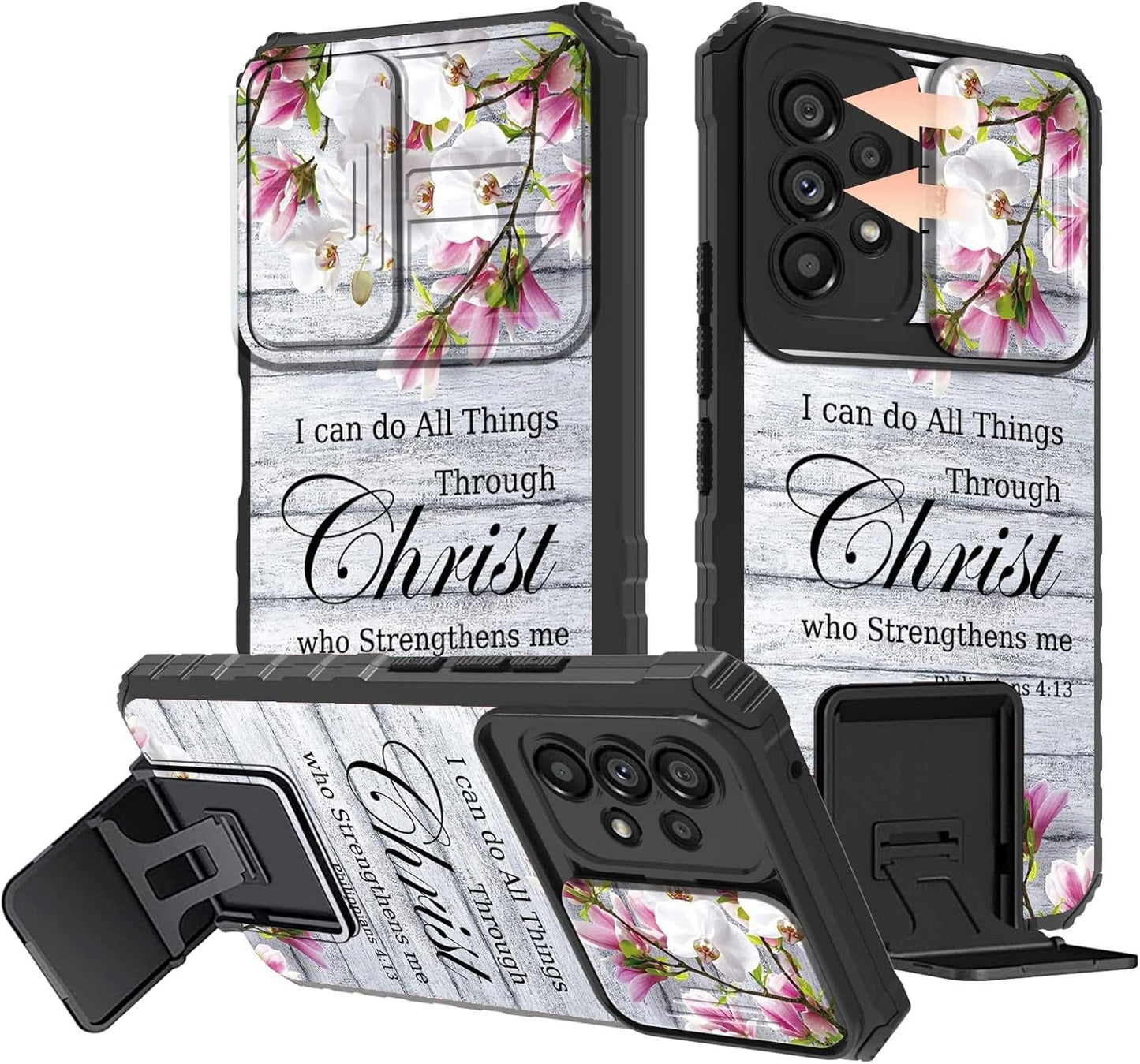 Galaxy A53 5G Phone Case with Slide Camera Cover Built-In Stand Kickstand Dual Layer Hybrid Shockproof Protective Case for Samsung Galaxy A53 5G, Retro Audio Cassette