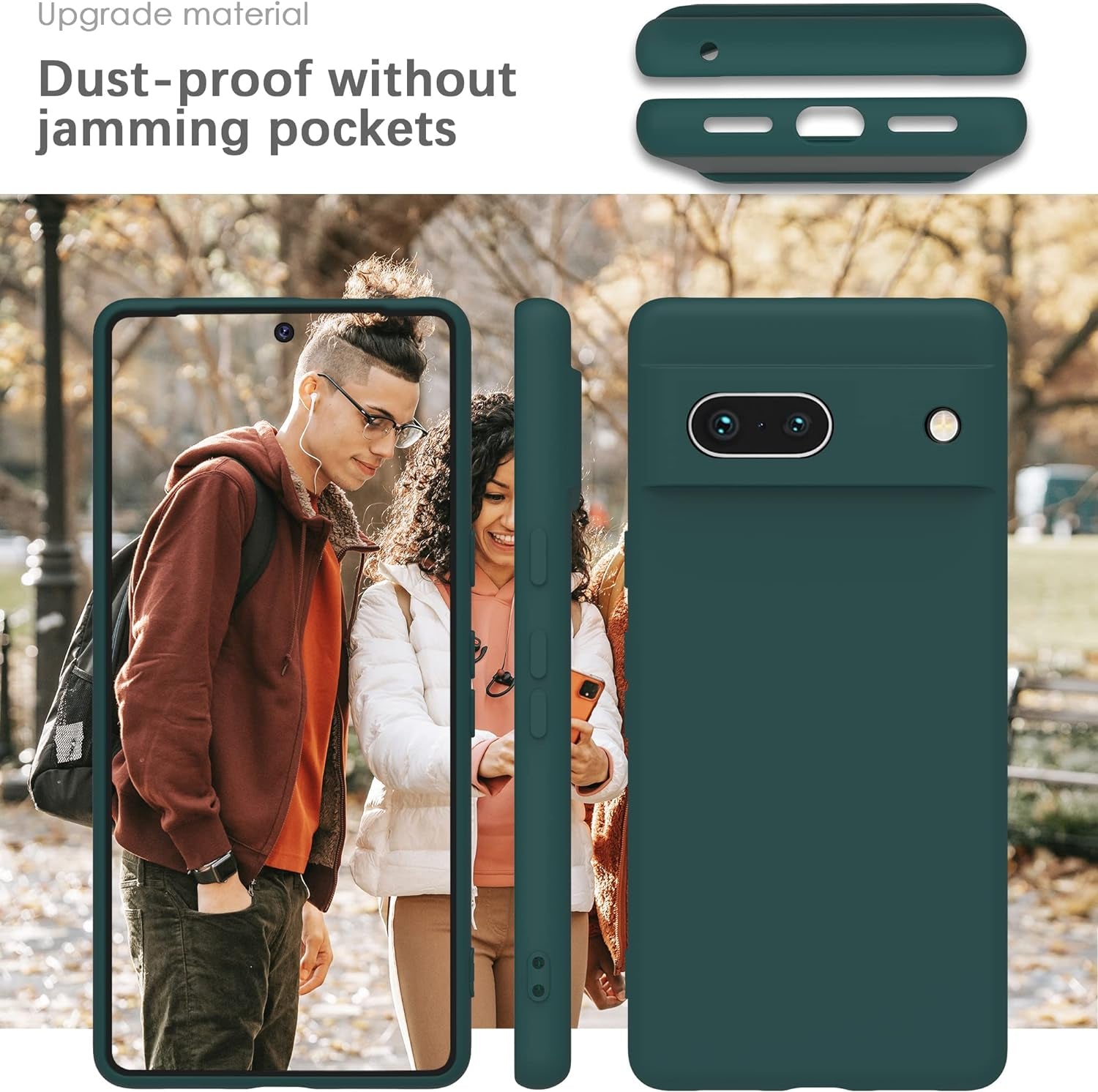 YATWIN Silicone Case for Google Pixel 7A 5G, Soft-Touch, Shockproof, Dustproof, Antiskid Full Body Armour Phone Cover for Google Pixel 7A 5G - Dark Green  YATWIN   