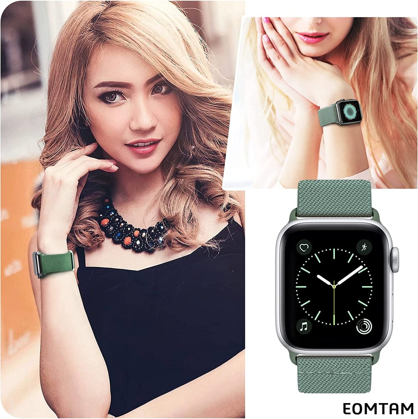 EOMTAM 5 Pack Stretchy Nylon Compatible for Apple Watch Ultra 2/1 Band 38Mm 40Mm 41Mm 42Mm 44Mm 45Mm 49Mm Women Men,Elastic Cloth Sport Wristbands Solo Loop for Iwatch Series 9 8 SE 7 6 5 4 3