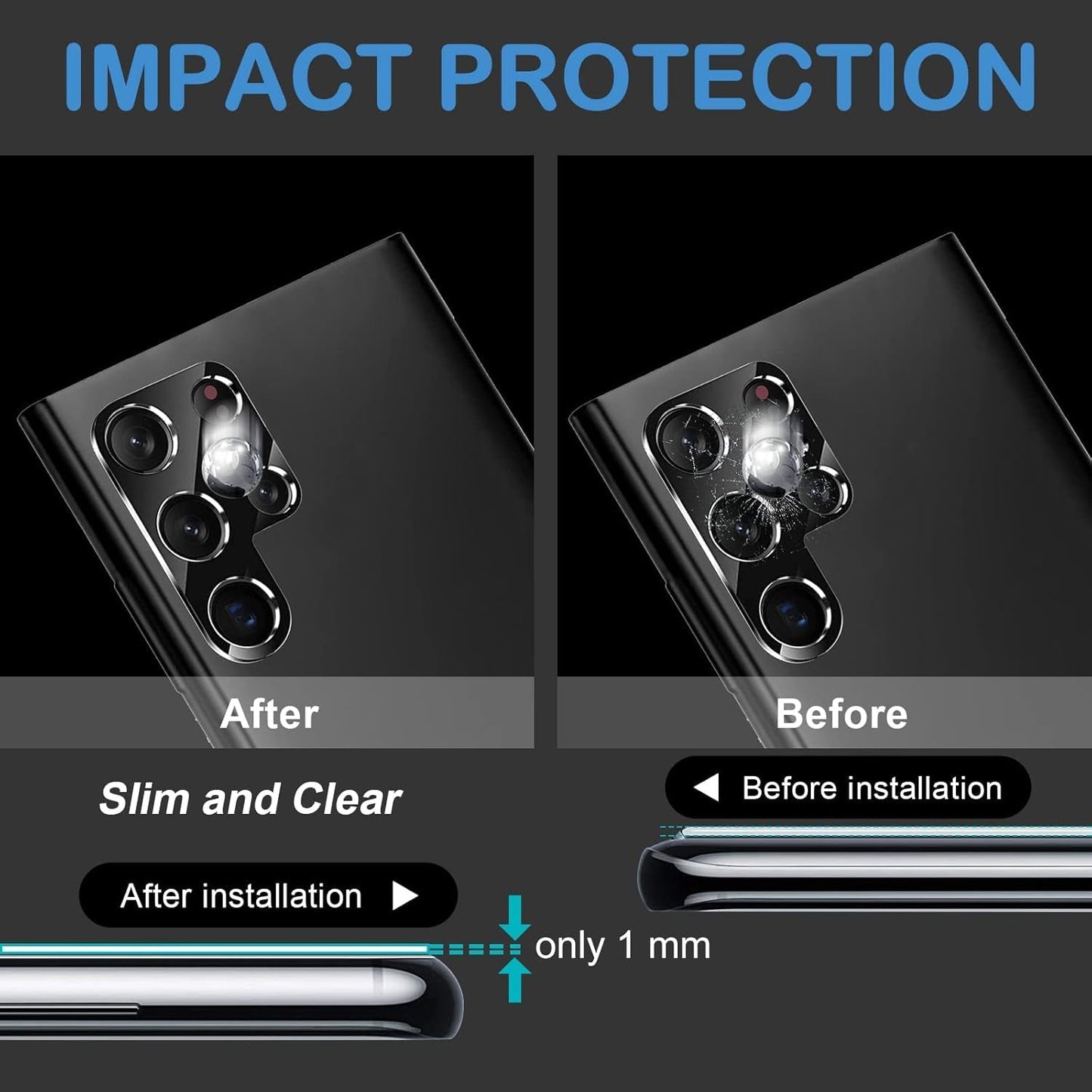 Arshek [4 Pack] Camera Lens Protector Cover for Samsung Galaxy S22 Ultra 5G, 9H Tempered Glass Camera Screen Protector, Case
