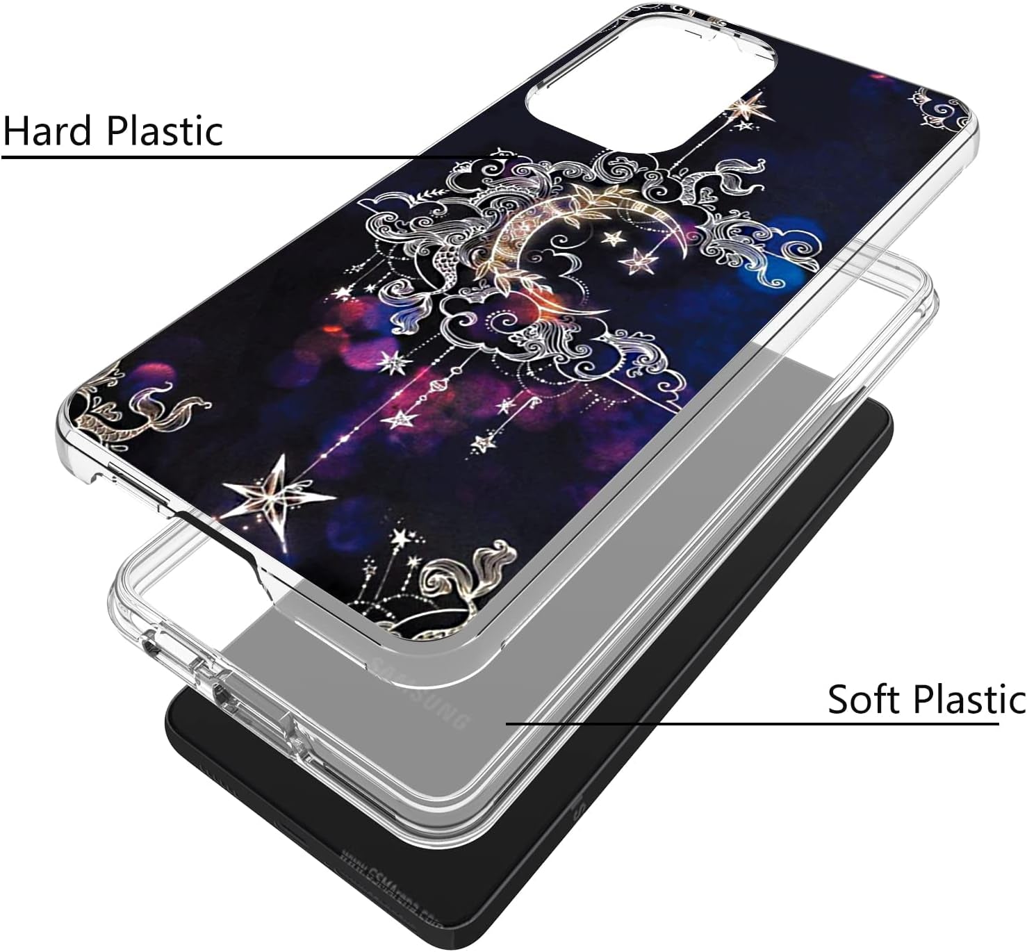 DDTKZC for Samsung Galaxy A53 5G Case,Tempered Glass Screen Protector, Shockproof Drop Protective 2 in 1 Hybrid Hard PC Soft TPU Case for Samsung Galaxy A53 5G (Wiccan)