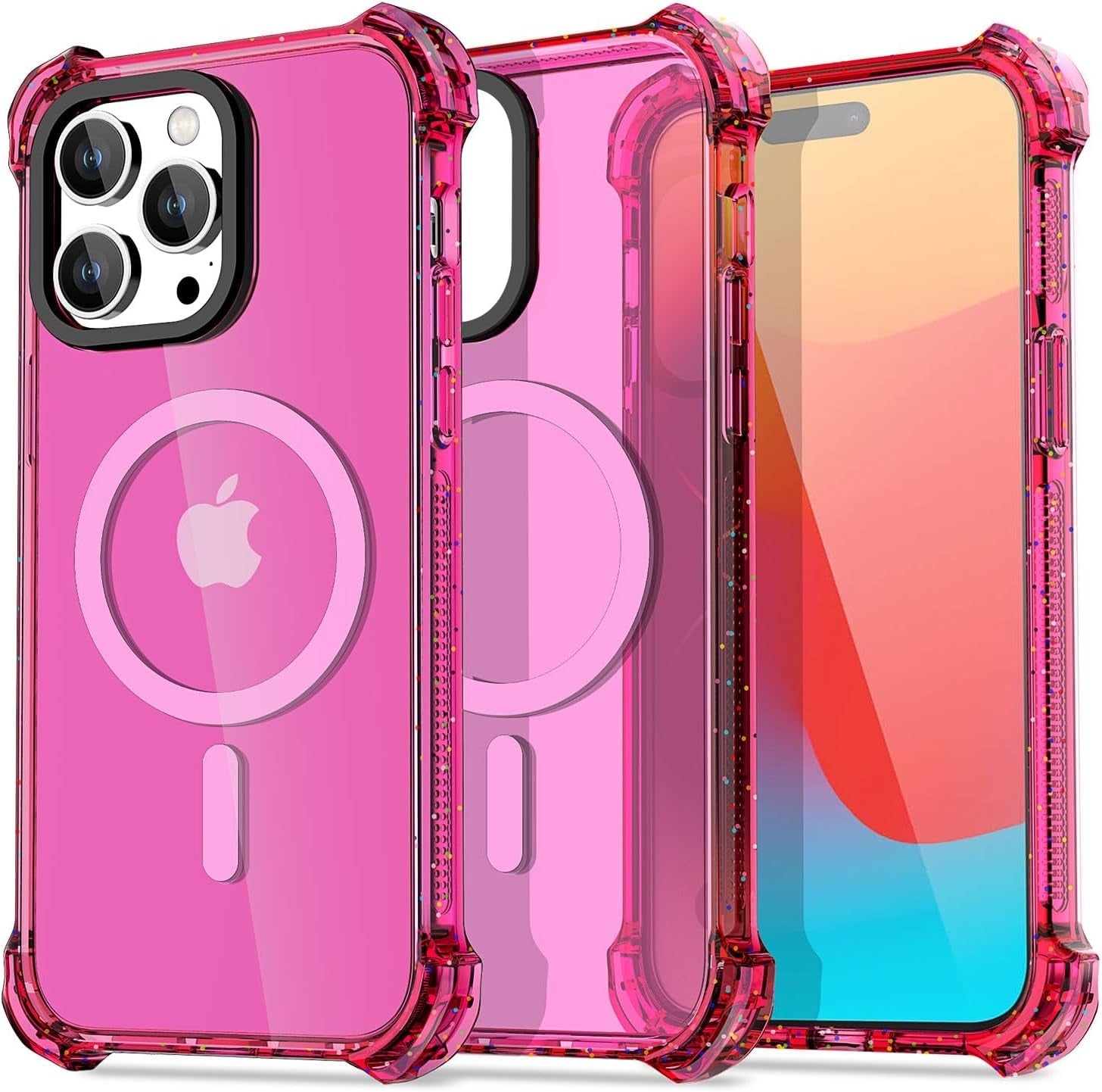 Aicase Clear Blue Bounce Case Compatible with Iphone 15 Plus, Impact Shockproof [Non-Yellowing] [21.3 FT Military Drop Protection] Anti-Scratch Protective Cell Phone Cover  AICase A-Hot Pink/Mag 15 Pro Max 