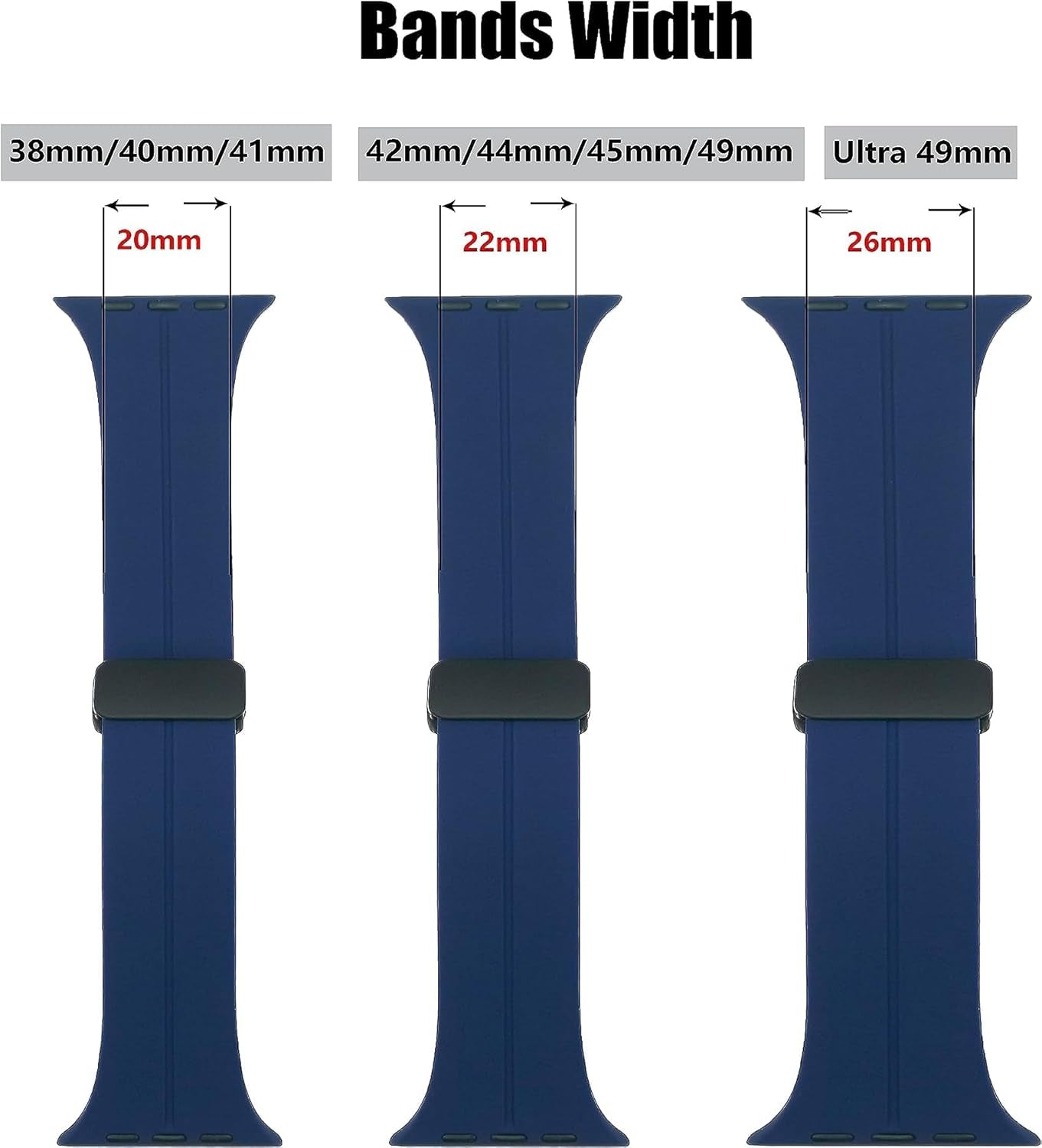 Bands for Apple Watch Strap Magnetic Lock 49Mm 45Mm 44Mm 42Mm 41Mm 40Mm 38Mm, Soft Silicon Sports Straps Compatible with Iwatch SE SE2 Series 8 7 6 5 4 3 2 1 [Watch NOT Included]