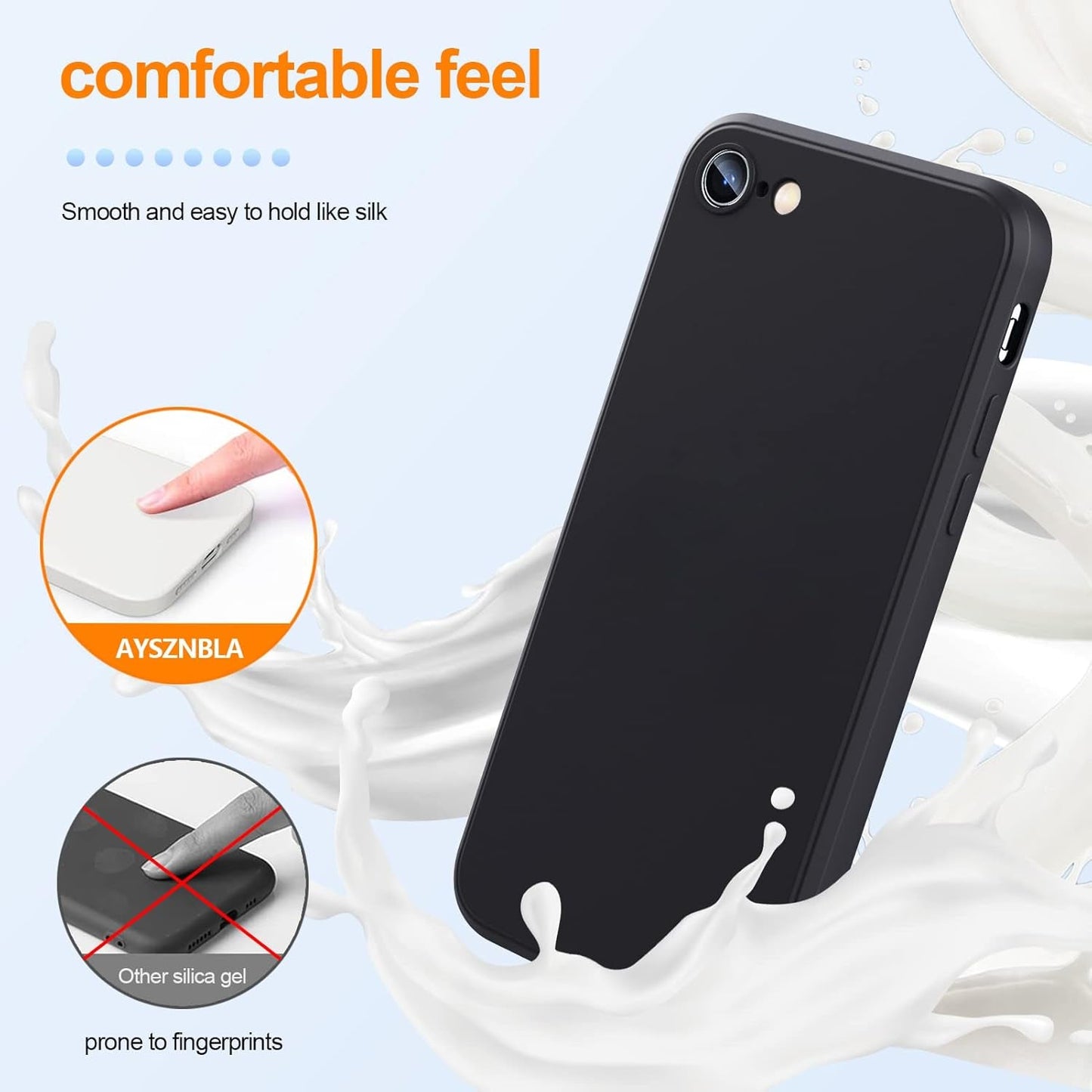 For Samsung Galaxy A53 Case,Liquid Silicone Gel Rubber Phone Case,Non-Yellowing Phone Bumper Cover,Multi-Color Silicone Phone Case,Non-Slip Full Body Ultra Slim Protective Cover(Black) 1.91