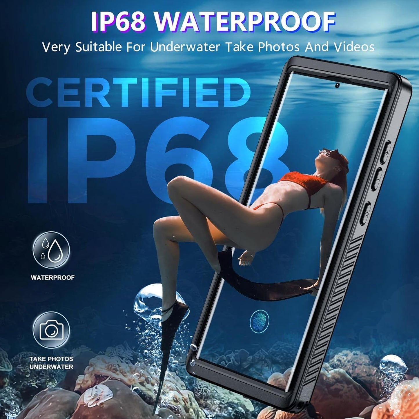 2024 New for Samsung Galaxy S23 Ultra Case Waterproof, [Military Grade Shockproof][Built-In Screen Protector & Glass Camera Protector][Ip68 Underwater][Dustproof][Dropproof] Full Body Phone Case 6.8"