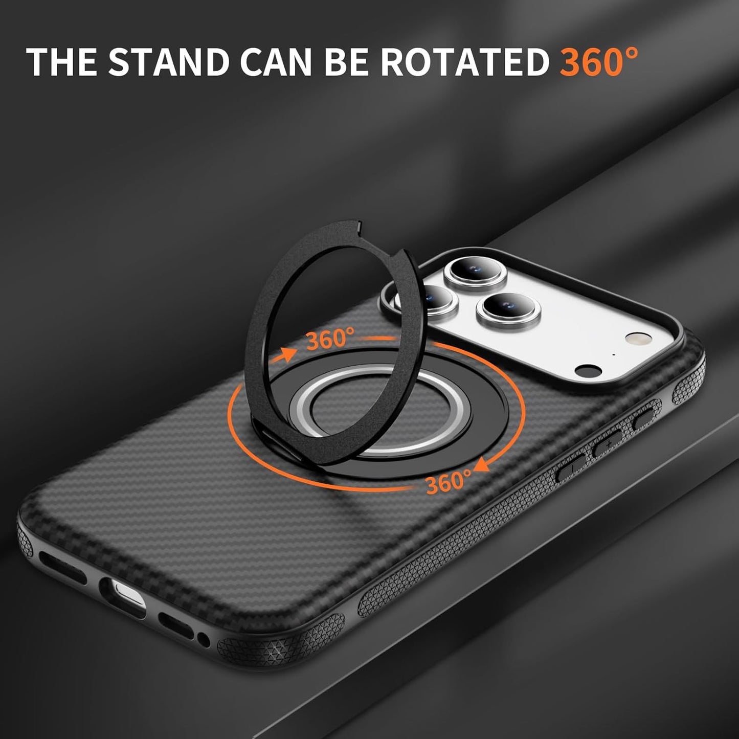 For Iphone 17 Pro Max Case with Belt Clip Holster, Carbon Fiber Design for 17 Pro Max Case[Compatible with Magsafe],Anti-Drop,With 360°Rotating Kickstand(For Iphone17Promax Regular Holster)
