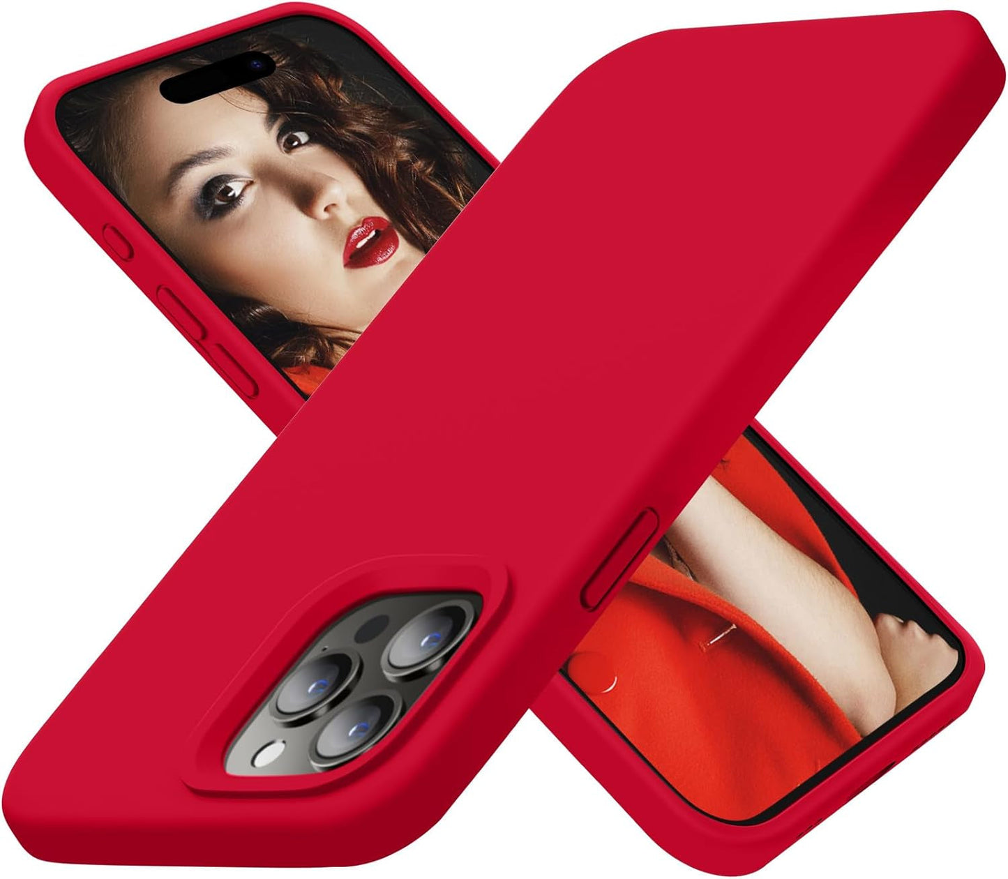 Cordking Designed for Iphone 15 Pro Case, Silicone Ultra Slim Shockproof Protective Phone Case with [Soft Anti-Scratch Microfiber Lining], 6.1 Inch, Alpine Green  Cordking Deep Red  