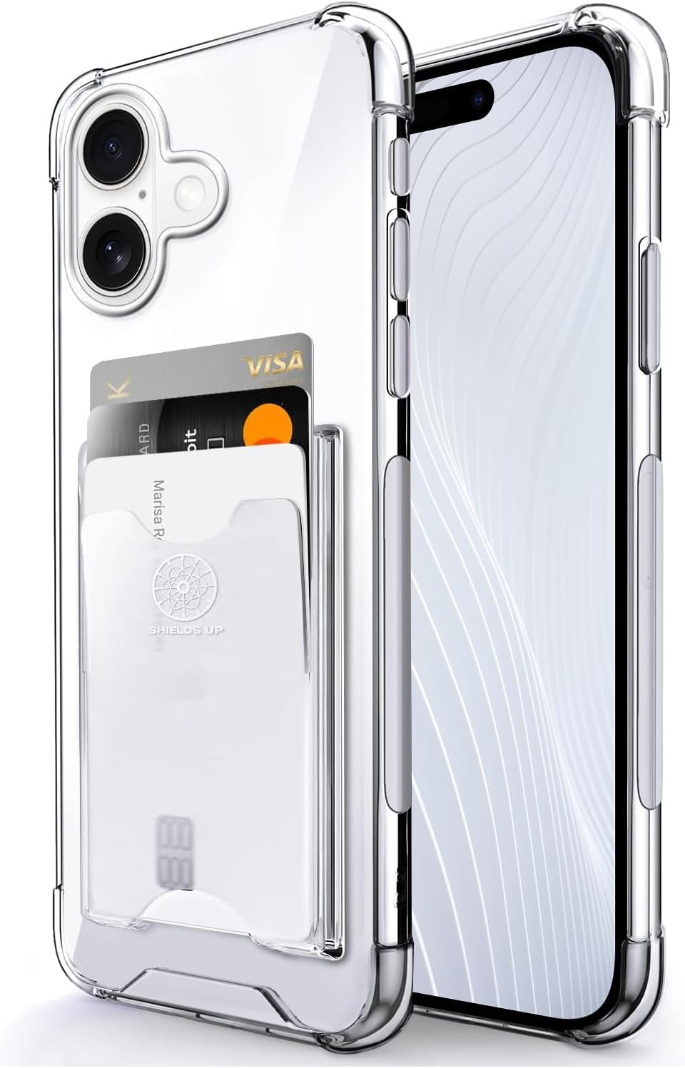 Shields up Designed for Iphone 17 Pro Max Case, Minimalist Wallet Case with Card Holder (3 Cards) & Ring Stand/Kickstand, [Drop Protection] Slim Protective Cover for Iphone 17 Pro Max (6.9 Inch) Clear