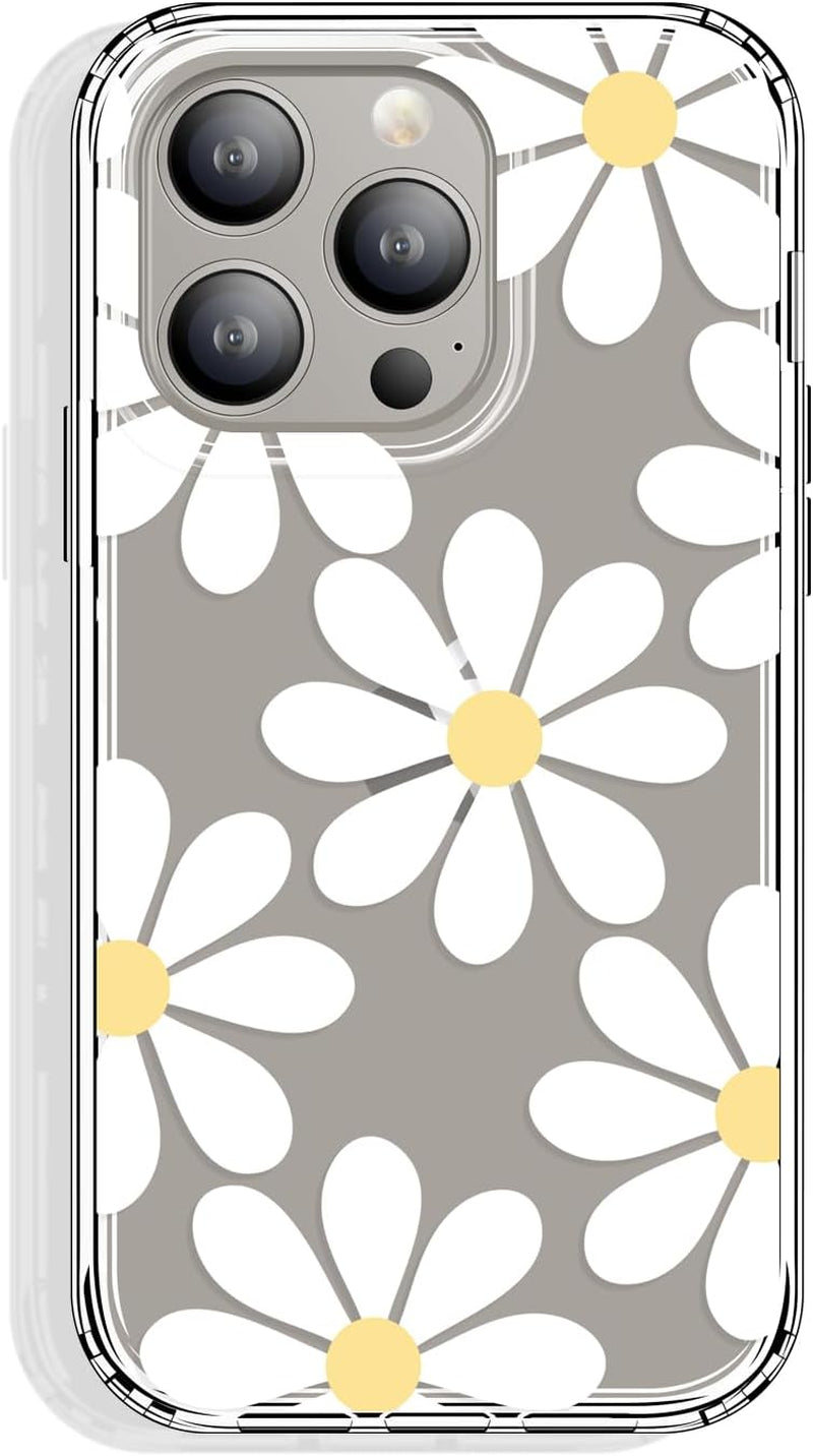 GYZYA for Iphone 15 Pro Case Clear 6.1 Inch with Pattern Design, Protective Slim TPU Cover + Shockproof Bumper for Women and Girls (Blooming Flowers)  GYZYA Flowers014  