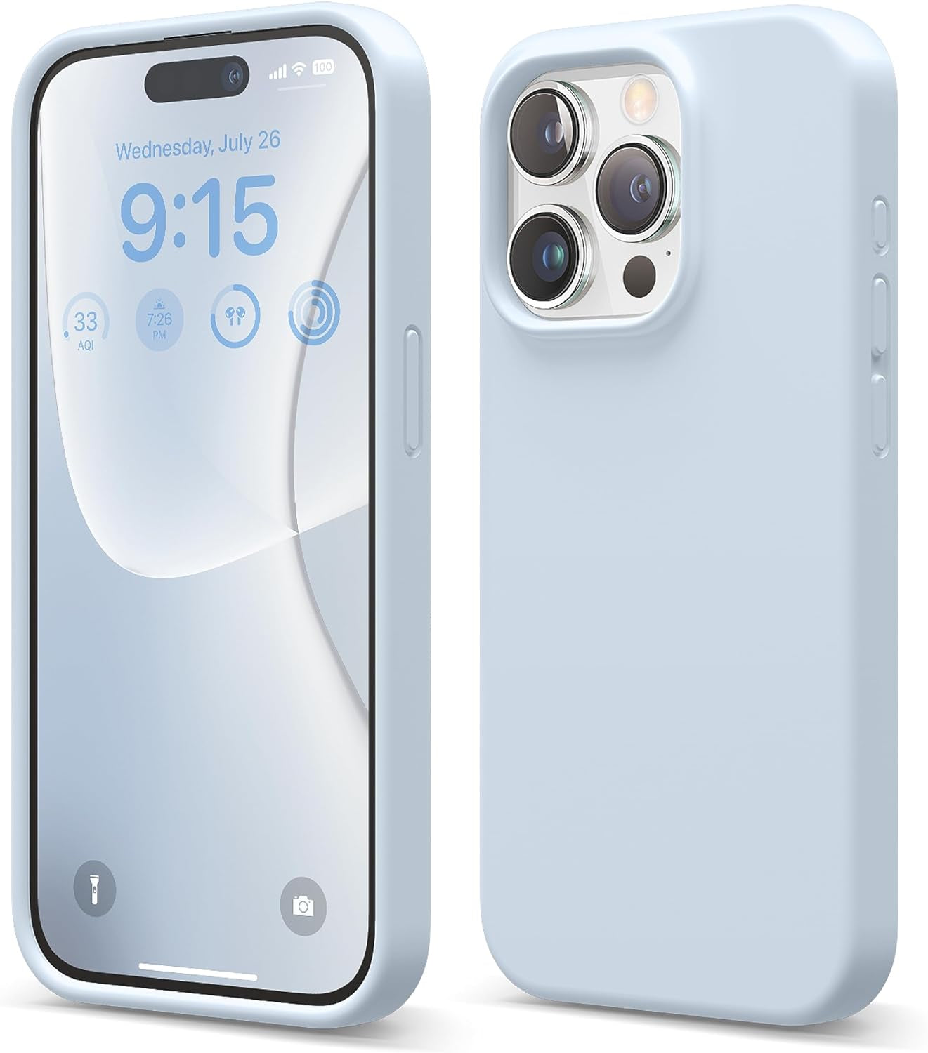 Elago Compatible with Iphone 15 Pro Case, Liquid Silicone Case, Full Body Protective Cover, Shockproof, Slim Phone Case, Anti-Scratch Soft Microfiber Lining, 6.1 Inch (Brown)  elago Light Blue  