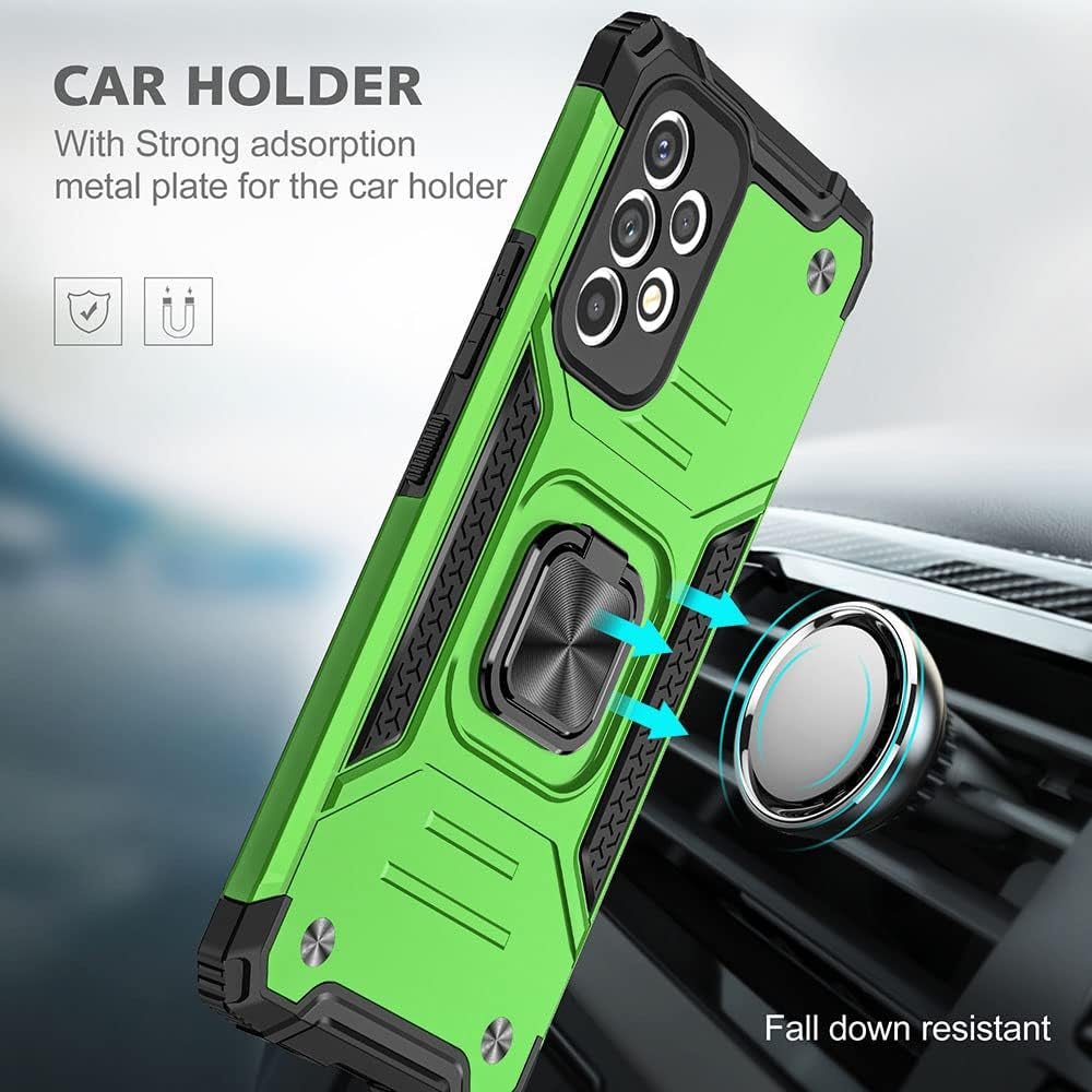 For Samsung A53 5G Case, Galaxy A53 5G Case with HD Screen Protector, 360°Military Grade Rotatable Kickstand (Heavy Duty) Shockproof Protective Fit Cases for Samsung Galaxy A53 5G (Green)