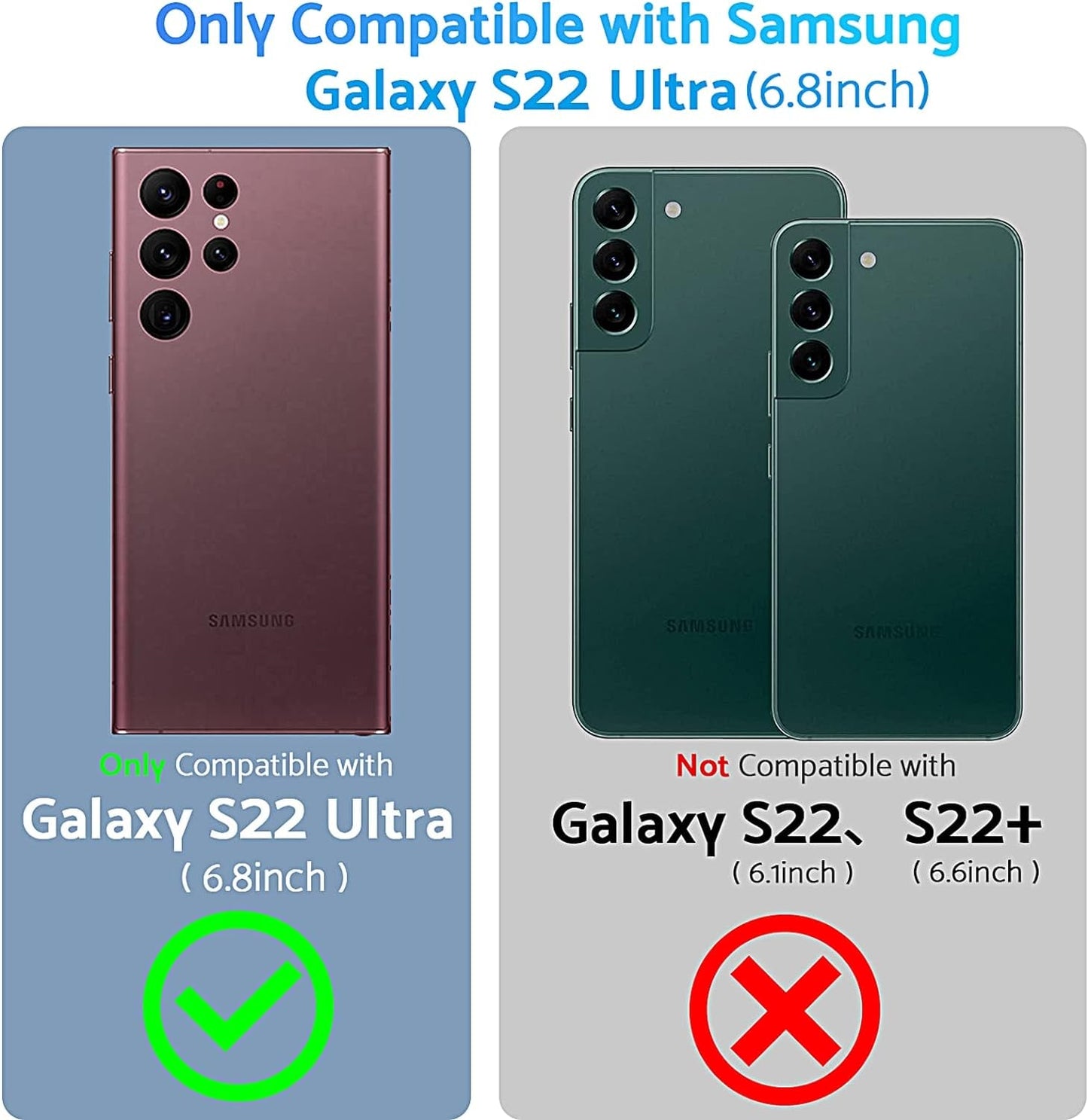 Anqrp Hidden Series Galaxy S22 Ultra Case 5G,[No Fall-Off Kickstand] 360°Metal Ring, 15Ft Military Grade Shockproof Protective Phone Case Designed for Samsung Galaxy S22 Ultra, Black