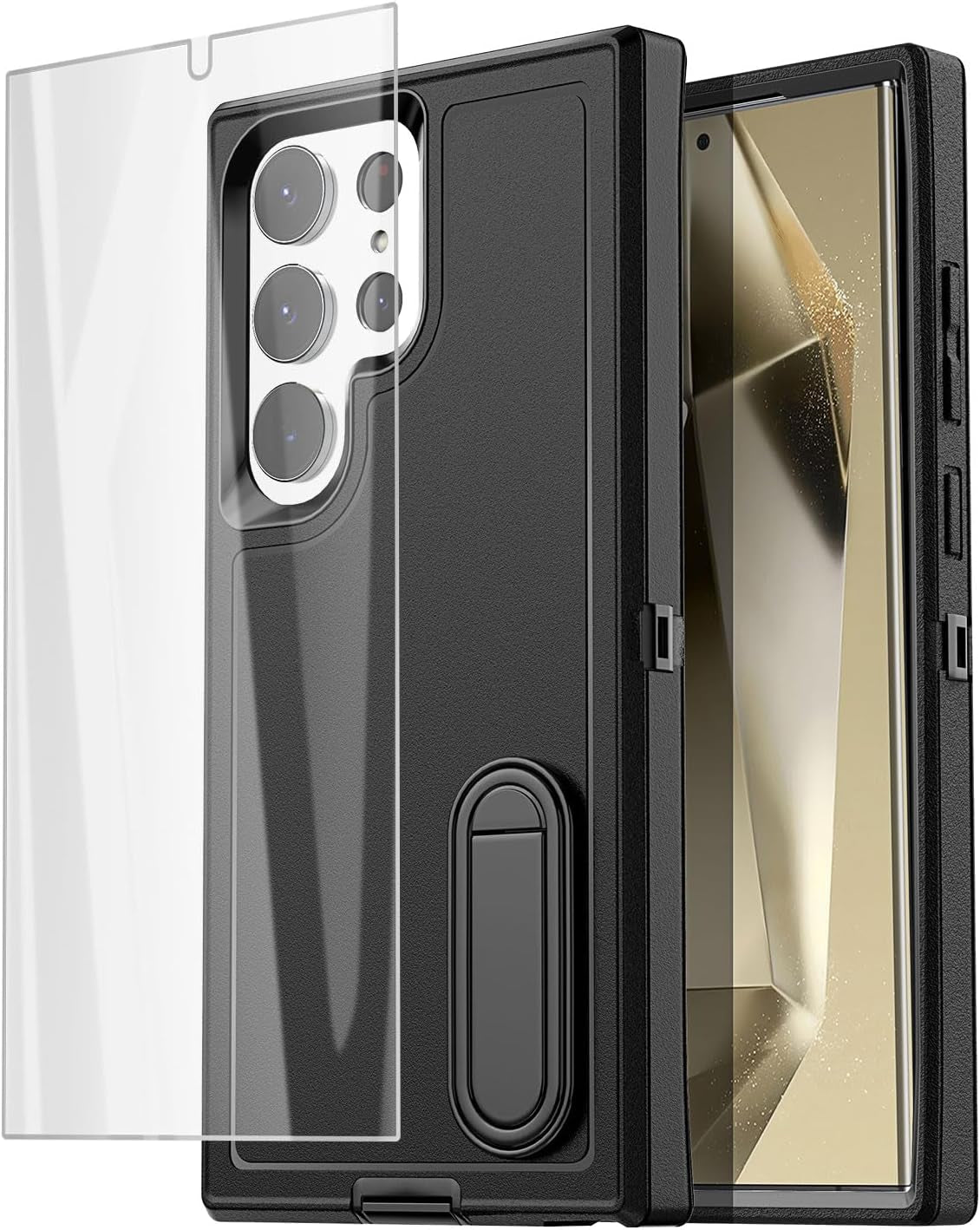 Aicase for Samsung Galaxy S24 Ultra Case with Glass Screen Protector,Heavy Duty Drop Protection Full Body Rugged Shockproof Military Protective Tough Durable Cover for Galaxy S24 Ultra 6.8" 5G 2024_1