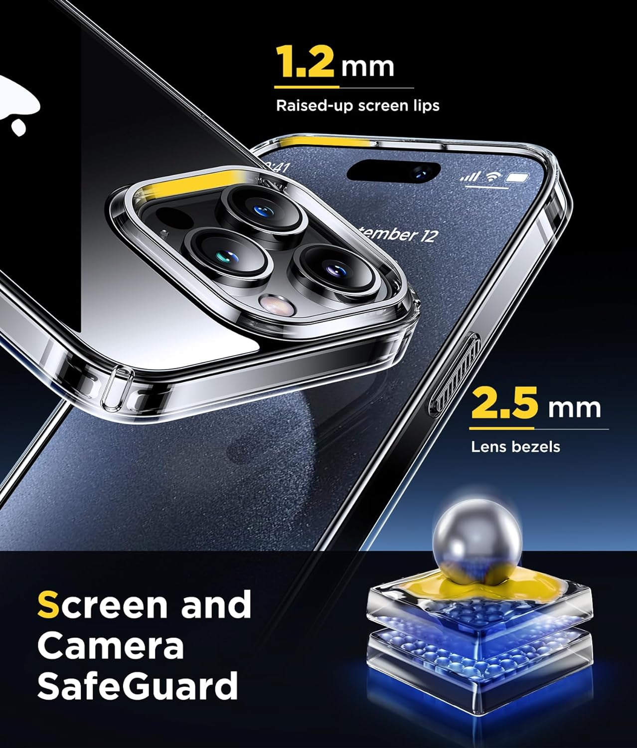 Humixx Ultra Clear for Iphone 15 Pro Case, [Non-Yellowing] [[14 FT Military Drop Protection] Slim Fit yet Protective Shockproof Bumper with Shock Absorber Phone Case Cover 6.1 Inch - Crystal Clear  Humixx   