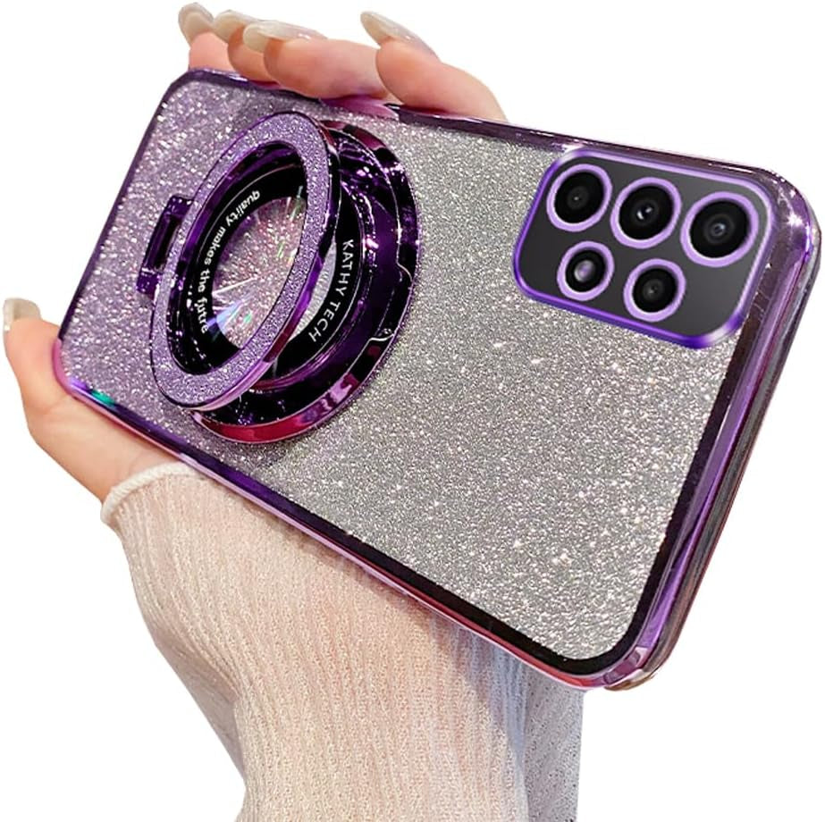 For Galaxy A53 5G Case Magnetic [Compatible with Magsafe] Wireless Glitter Sparkly Plated Kickstand Holder Shockproof Camera Lens Protector Phone Cover Case for Samsung Galaxy A53 5G-Pink