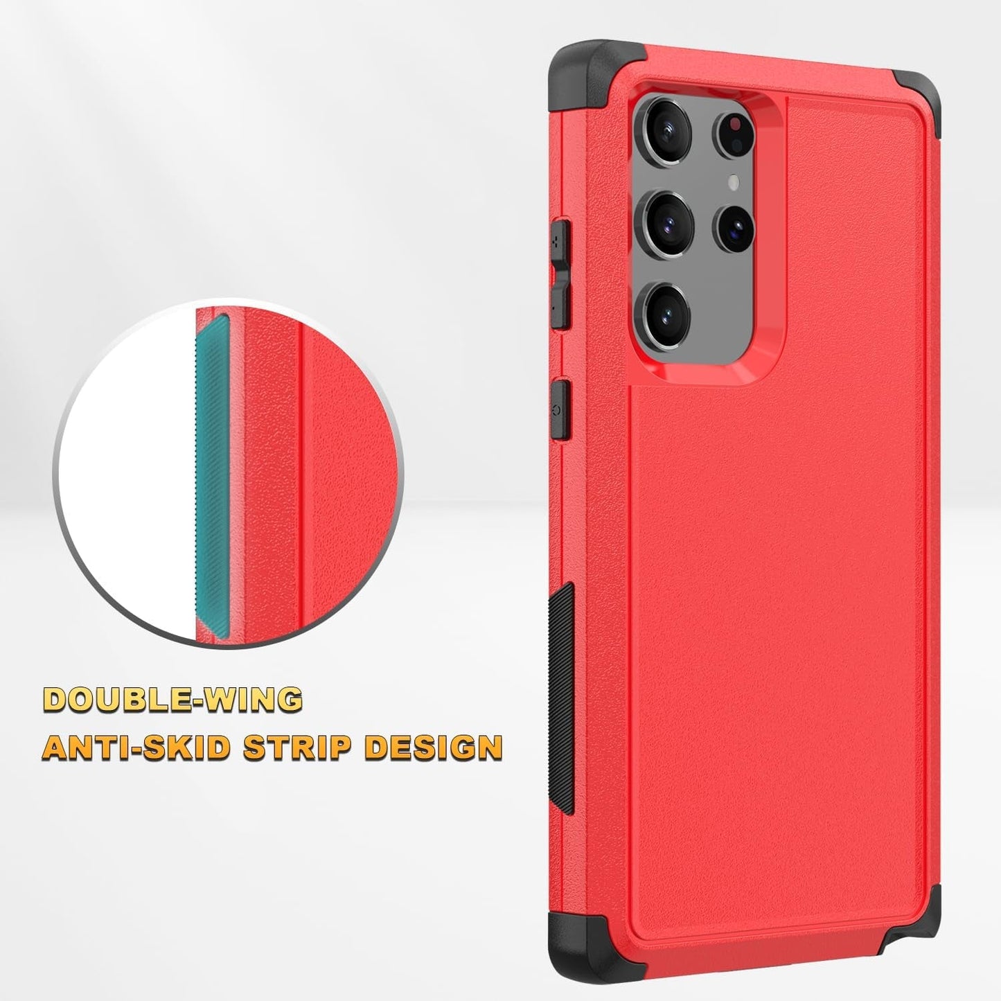 For Samsung Galaxy S22 Ultra Case,Shockproof Dropproof Galaxy S22 Ultra Case,Rugged Heavy Duty Protective for S22 Ultra Case 6.8 Inch (Red/Black)