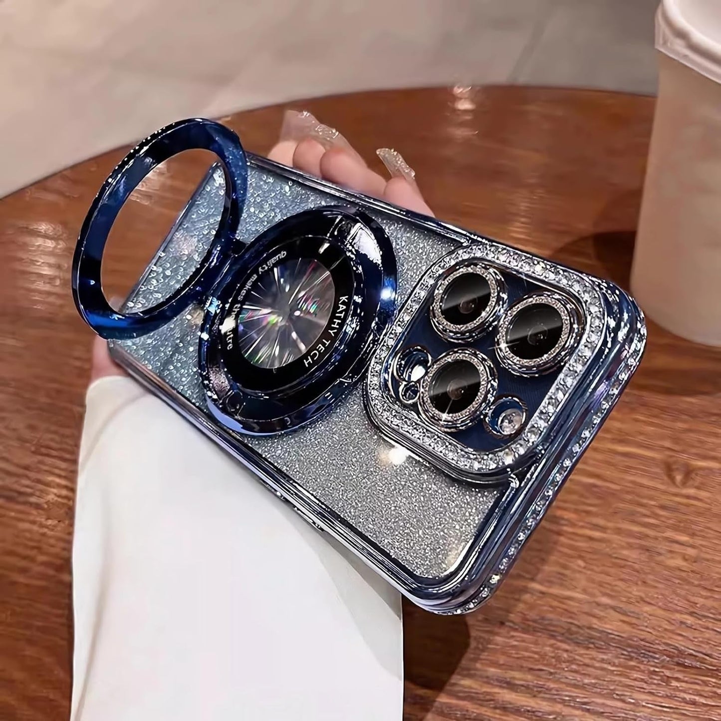 LXK Magnetic Stand for Iphone 15 Pro Max Case, [Compatible with Magsafe][Built-In Camera Lens Protector] Glitter Bling Card & Soft TPU Diamonds Bumper Protection Cover for Women Girls 6.7" (Pink)  Studyogt   