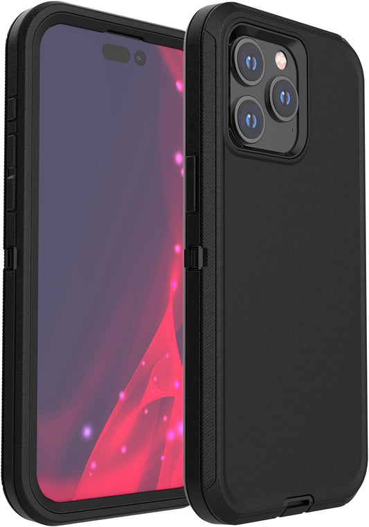 Pdxox Heavy Duty Case for Iphone 15 Pro Max,3-Layer Military Protection Drop Protective Shockproof Full Body Protection Wireless Charging Tough Case for Iphone 15 Pro Max (Black)  pdxox   