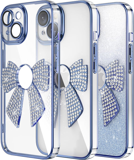 QIVSTAR Designed for Iphone 15 plus Case, Full Camera Lens Protector Slim Gradient Sparkle Luxury Plating Glitter Shockproof Protective Cover Women Girls Case for Iphone 15 plus 6.7 Inch, Blue KDL  QIVSTAR   