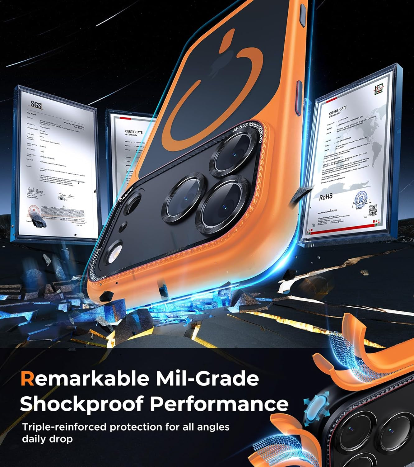 Magnetic for Iphone 17 Pro Max Case with Integrated Camera Protection, [Seamless Work with Magsafe] [Military Grade Shockproof] [Covered Camera Control Button] Case for Iphone 17 Pro Max 6.9'', Orange