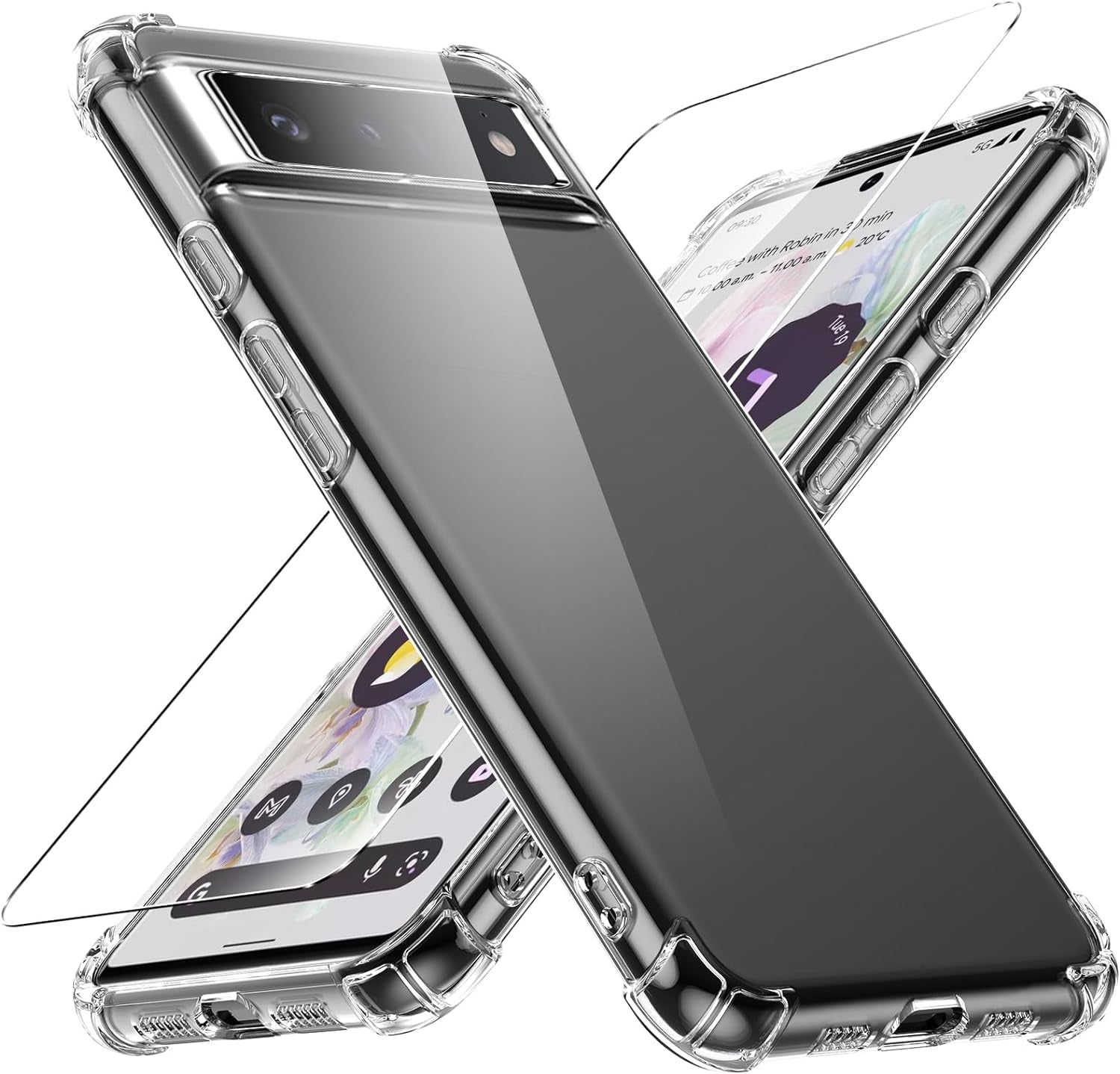 Case for Google Pixel 4A 5G Phone Case, with 1 Piece Screen Protector, TPU Bumper Shockproof Silicone Fullbody Protective Case Cover for Google Pixel 4A 5G, Transparent  Ikziwreo Transparent Google Pixel 6 Pro 