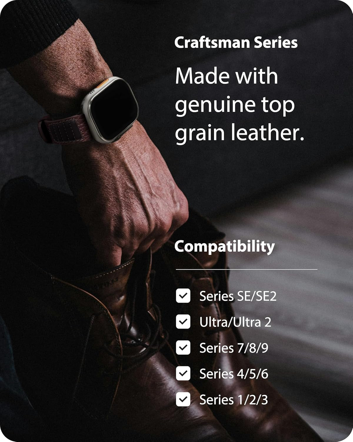 Fullmosa Café Racer Leather Apple Watch Band 49Mm 45Mm 44Mm 42Mm 41Mm 40Mm 38Mm Genuine Iwatch Bands for Men/Women Easily Upgrade Your Apple Watch with Premium Smart Watch Bands
