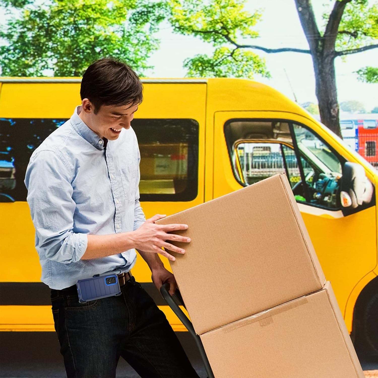 Designed for Samsung Galaxy A53 5G Case with Belt Clip & Kickstand, Full-Body Triple Layers Rugged Case with Screen Protector for Samsung Galaxy A53 5G 6.5 Inch Phone (Navy+Blue)