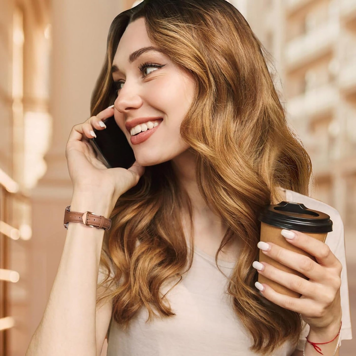 Daqin Slim Leather Band Compatible with Apple Watch Bands for Women 40Mm 38Mm 41Mm 42Mm 44Mm 45Mm 49Mm, Top Grain Genuine Leather Strap Thin Wristband for Iwatch Bands for Women Series 9 8 7 6 5 4 3 2 1 SE Ultra 2