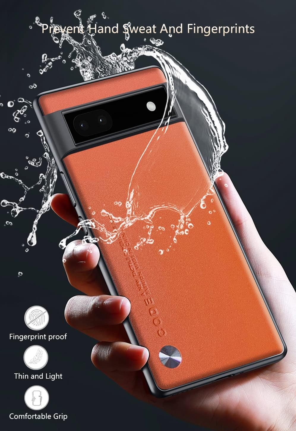 For Google Pixel 6A Case 5G (2022), Soft TPU Artificial Leather Case,Extremely Light Ultra-Light Camera Protection Leather Cover Case for Google Pixel 6A 5G(Orange)  Puxssul   