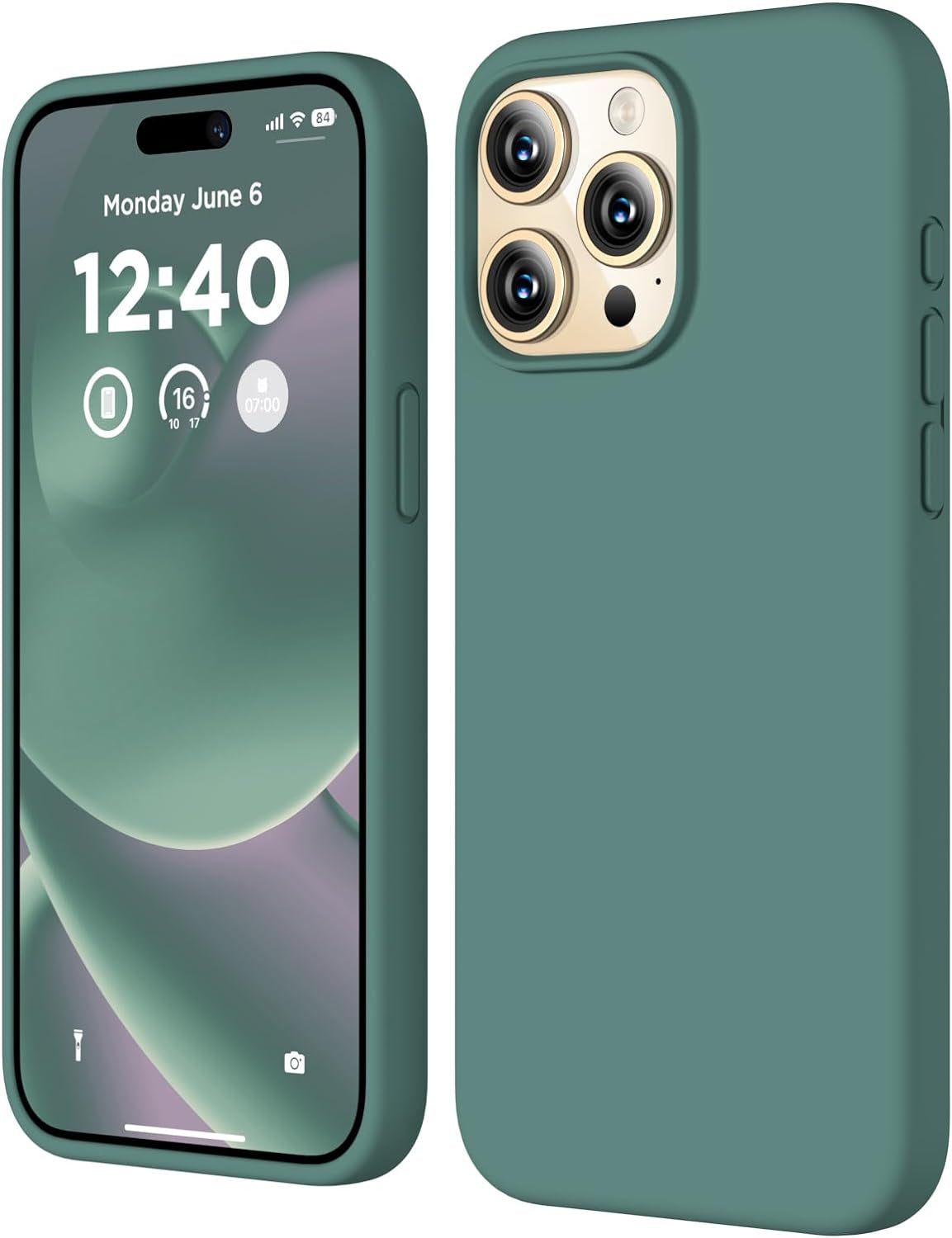 COFFKER Compatible with Iphone 15 Pro Case, Liquid Silicone Case, Full Body Shockproof Protective Cover Slim Thin Phone Case with Soft Anti-Scratch Microfiber Lining, 6.1 Inch-Orange  COFFKER Pine Green  