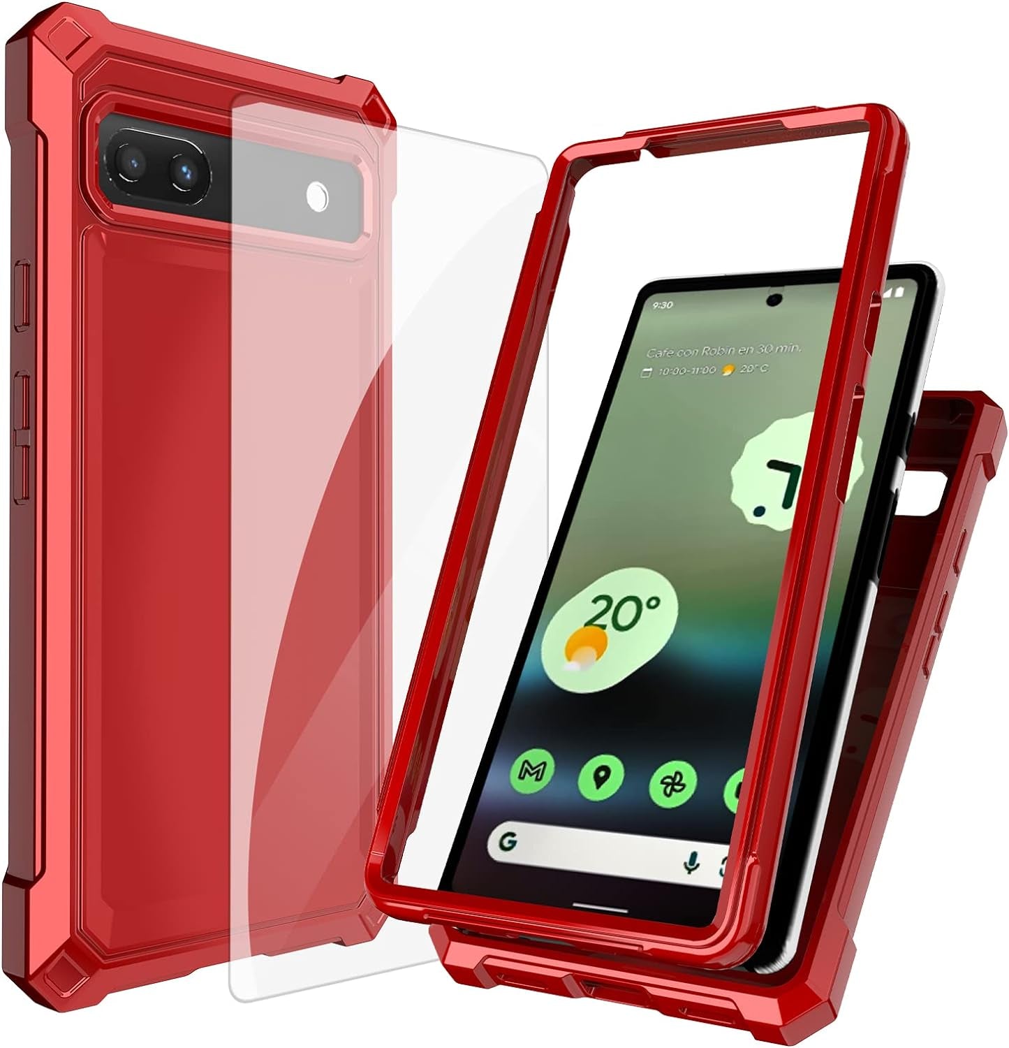 Ailiber Case for Pixel 6A, Google Pixel 6A Phone Case with Screen Protector, 2 Layer Structure Protection, Shockproof Corner TPU Bumper, Heavy Duty Rugged Silicone Phone Cover for Pixel 6A-Blue Pink  Ailiber Air-Guard Corners  Red  