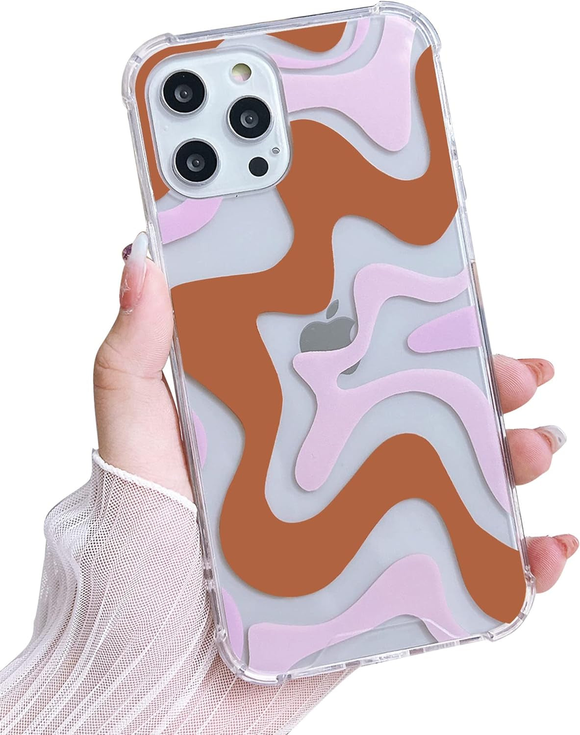 Ginkgonut Compatible with Iphone 14 Pro Case, Fashion Simple Cute Wavy Pattern Case for Women Girls Soft Tpu+Hard PC Protection Case for Iphone 14 Pro-Blue  Ginkgonut   