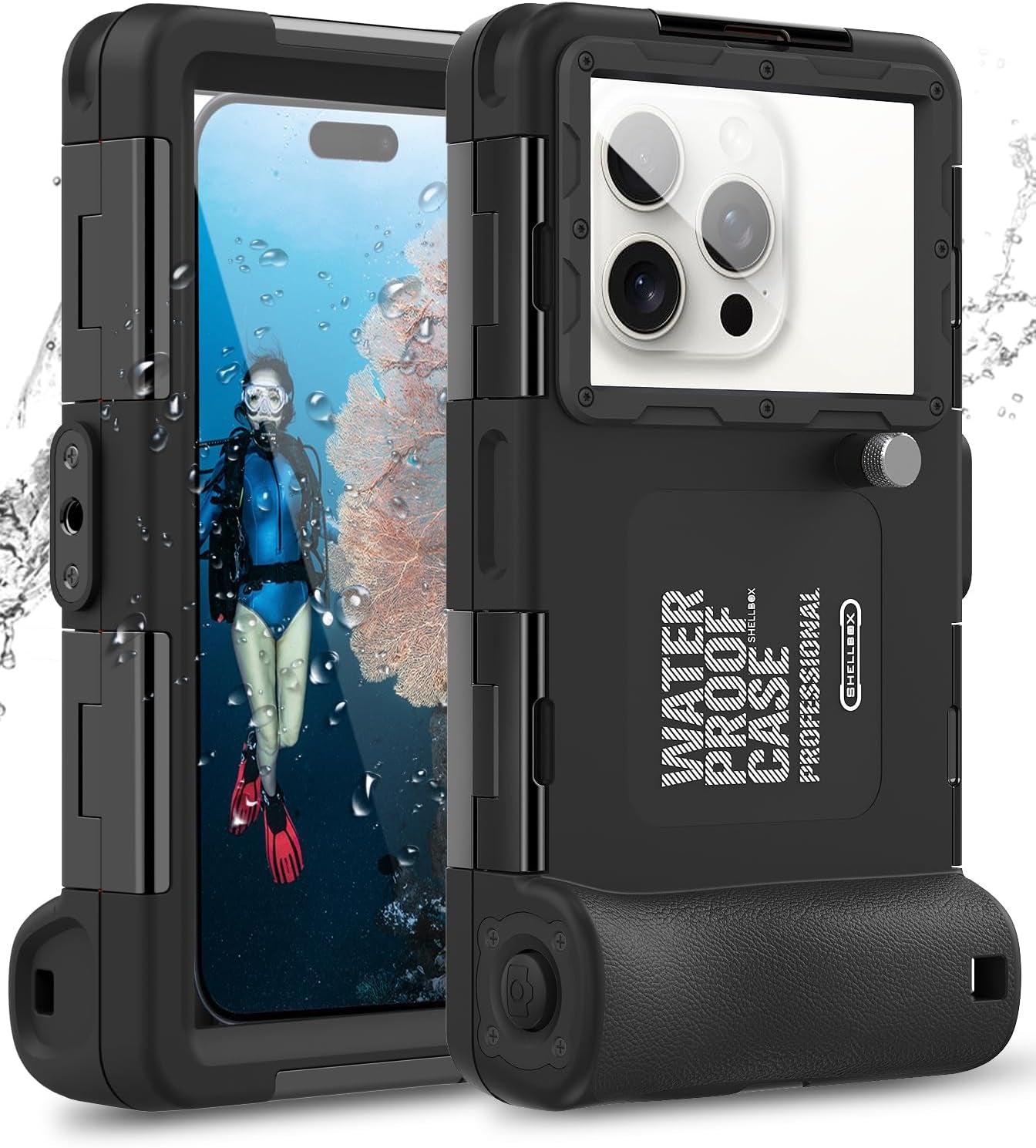 Ezanmull Professional Snorkeling Diving Waterproof Phone Case for Iphone 15/14/13/12/11 Pro Max/Xr/Xs/X/Galaxy S24/S23/S22/S21 plus Ultra, Underwater 50Ft/15M Photo & Video Protective (A/Black)
