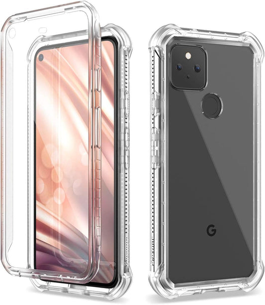 Dexnor for Google Pixel 5 Case with Screen Protector Clear Rugged Full Body 360 Protective Shockproof Hard Back Cover Defender Dual Layer Heavy Duty Bumper Case for Google Pixel 5 - Translucent  Dexnor   