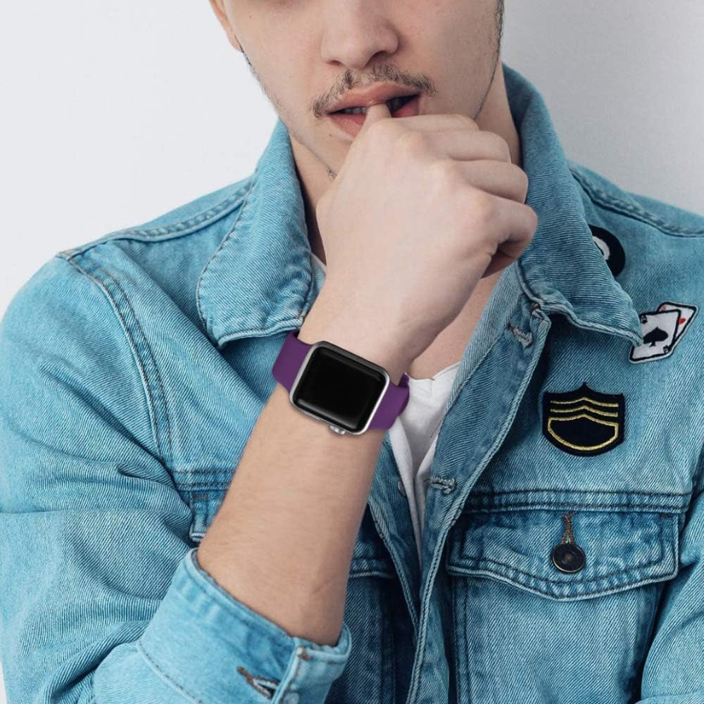 Compatible for Apple Watch Band 38Mm 40Mm 41Mm 42Mm 44Mm 45Mm,Soft Silicone Sport Replacement Strap Compatible with Iwatch Series SE/7/6/5/4/3/2/1 Women Men