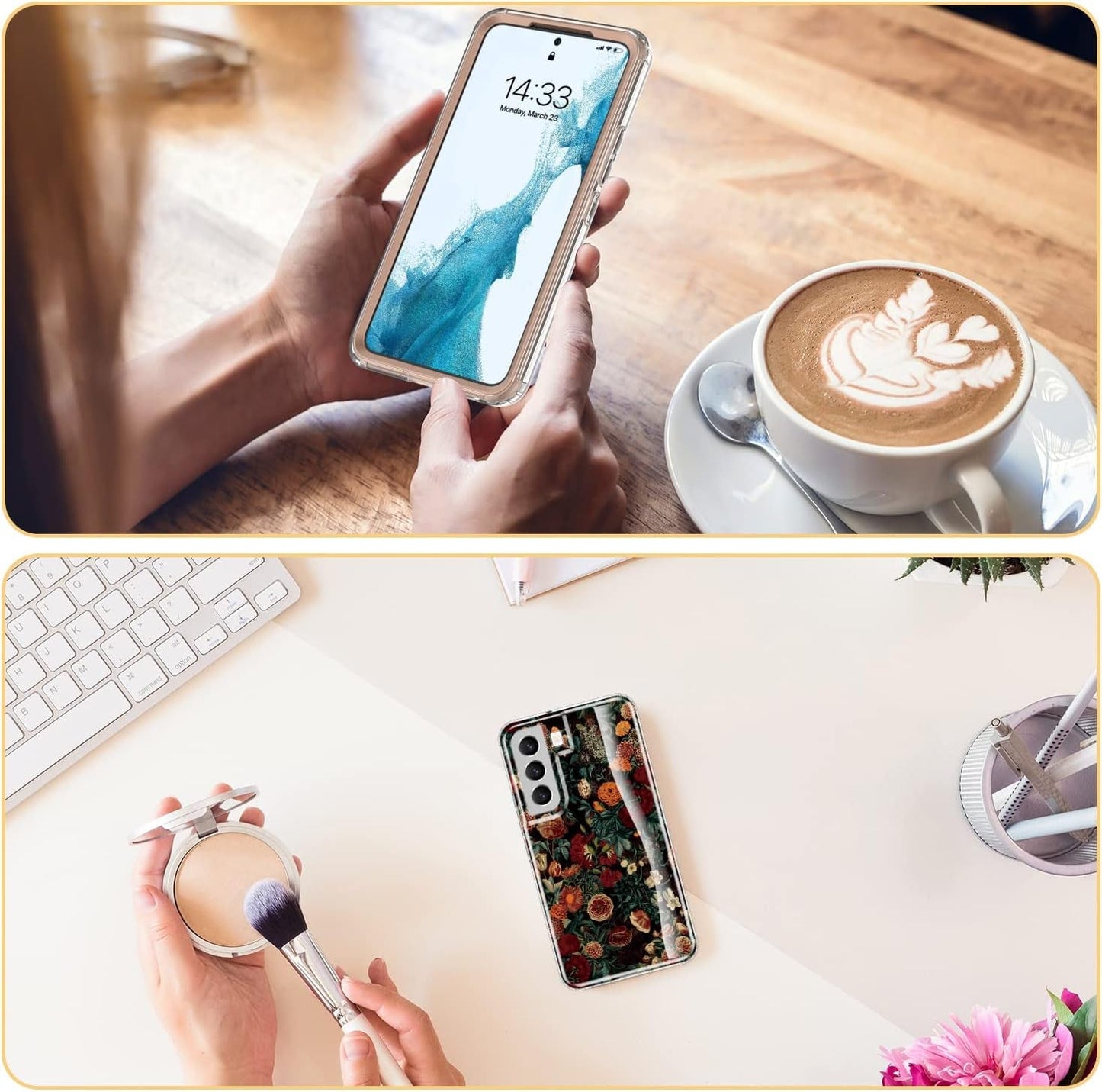 Esdot Compatible with Samsung Galaxy S22 plus Case,Passing 21Ft Drop Test,With Fashionable Designs for Women Girls,Protective Phone Case for Galaxy S22+ plus 6.6" Flower Garden